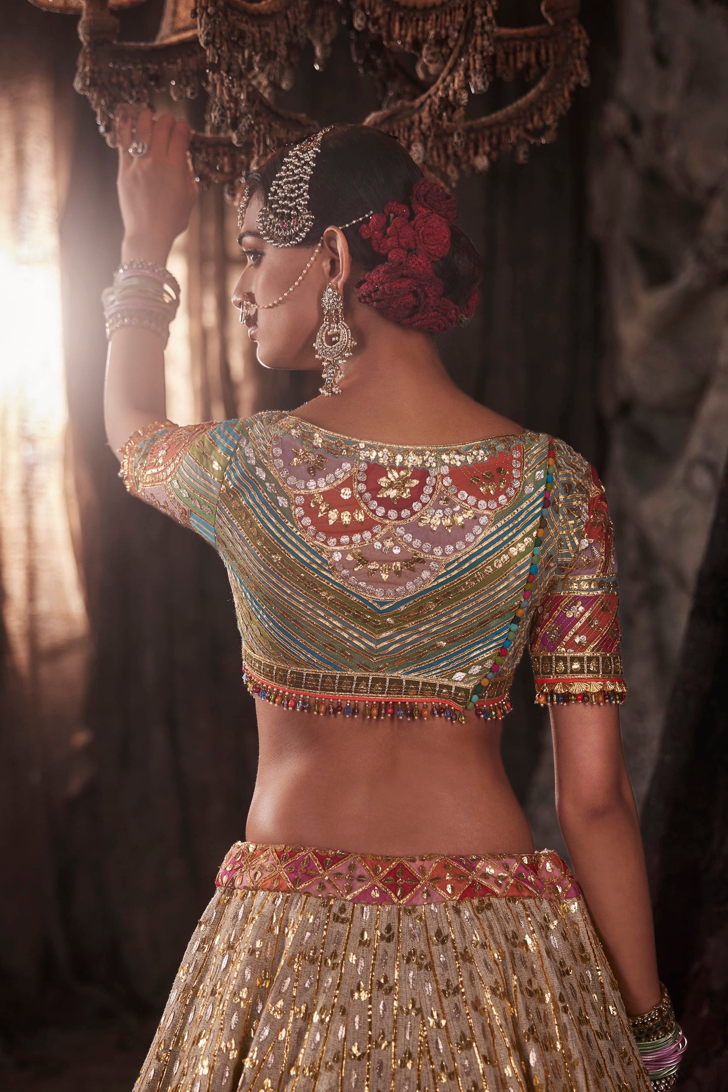 Birch-Hued Bhagalpur Silk Lehenga