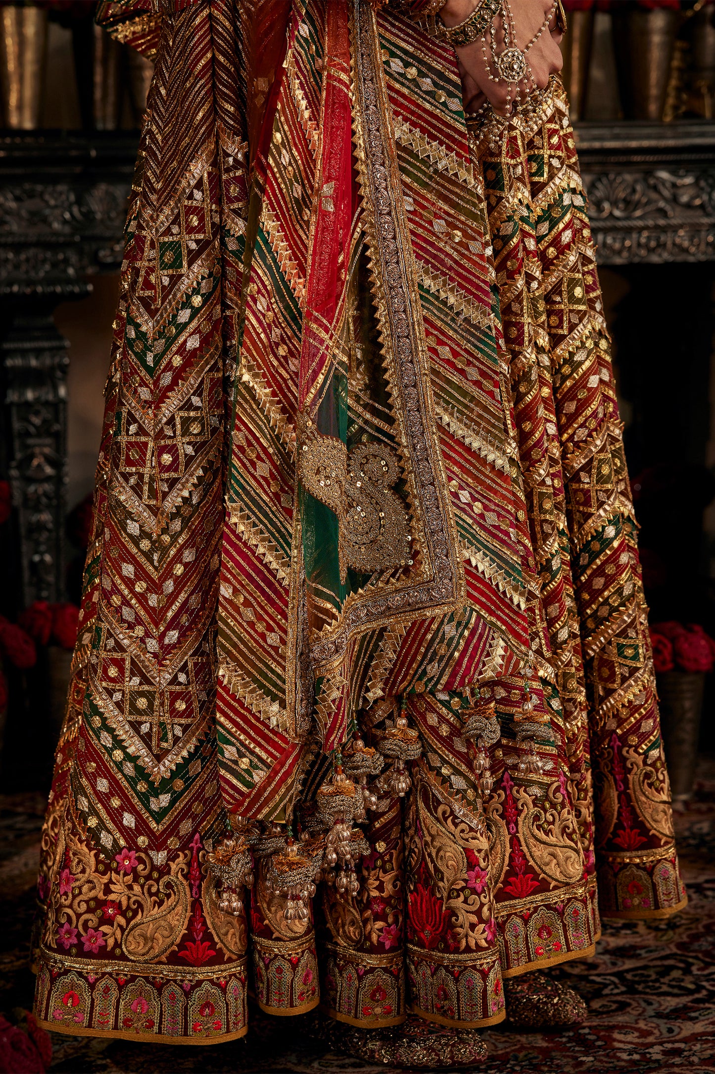 Earthy Cinnamon Gota Kalidar