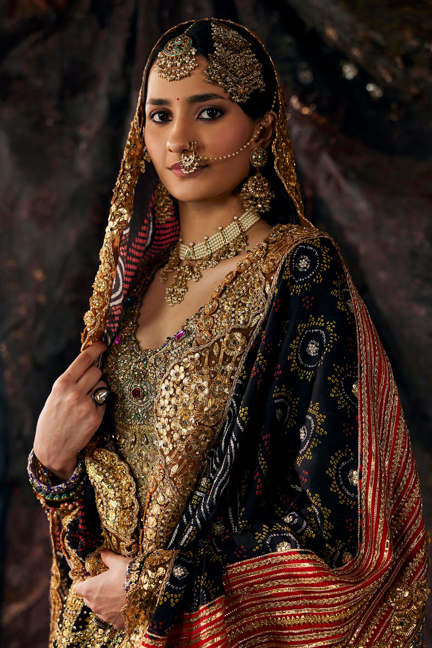 Turquoise Hued Tulle And Silk Kalidar Set