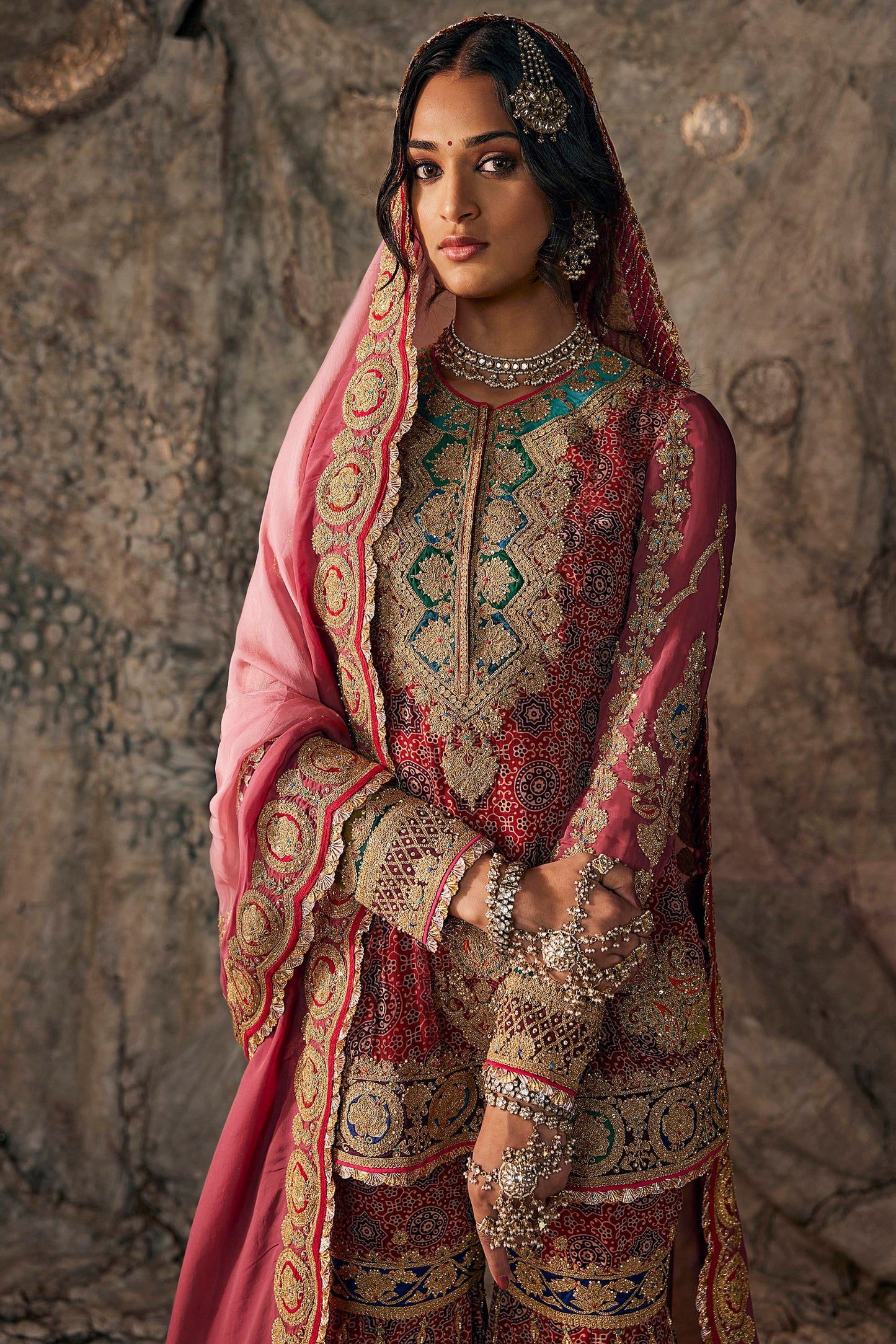 Embroidered Kurti-Gharara Set