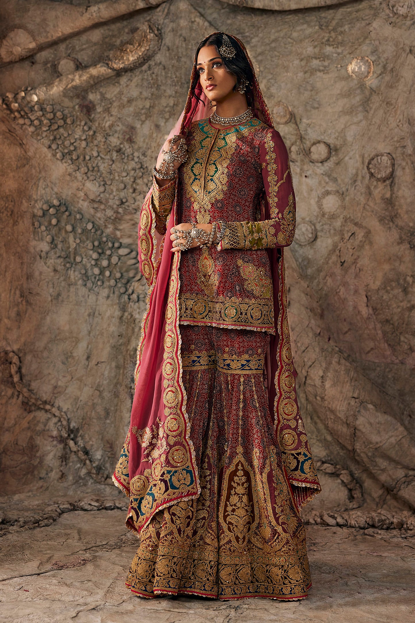Embroidered Kurti-Gharara Set