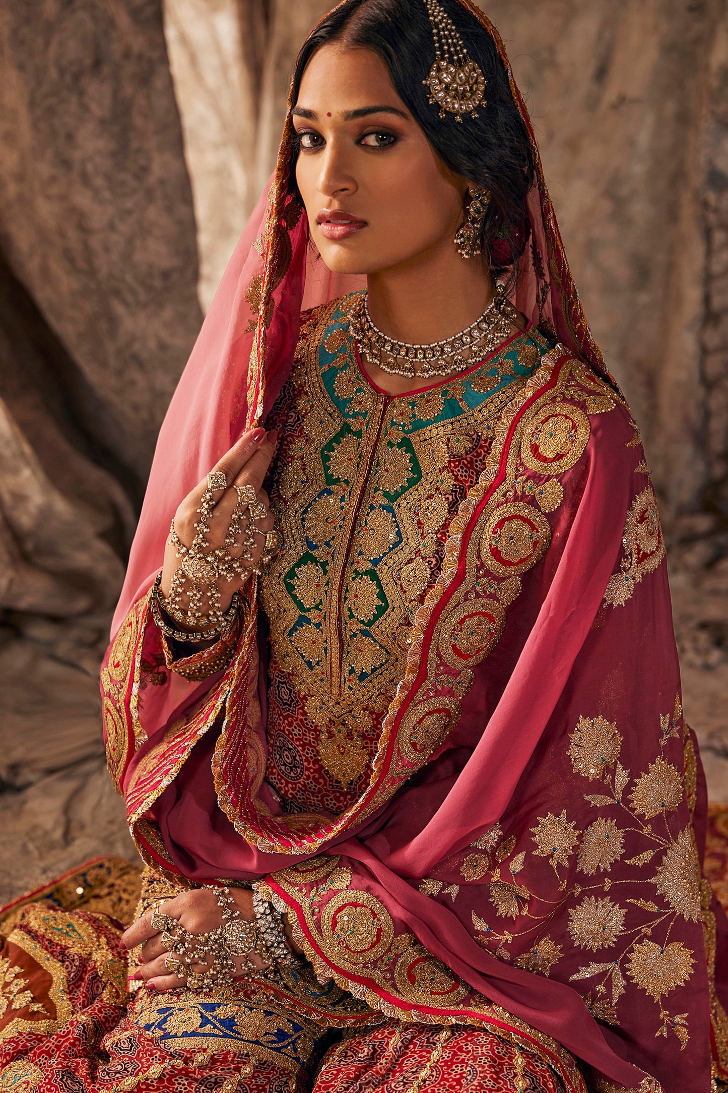 Embroidered Kurti-Gharara Set