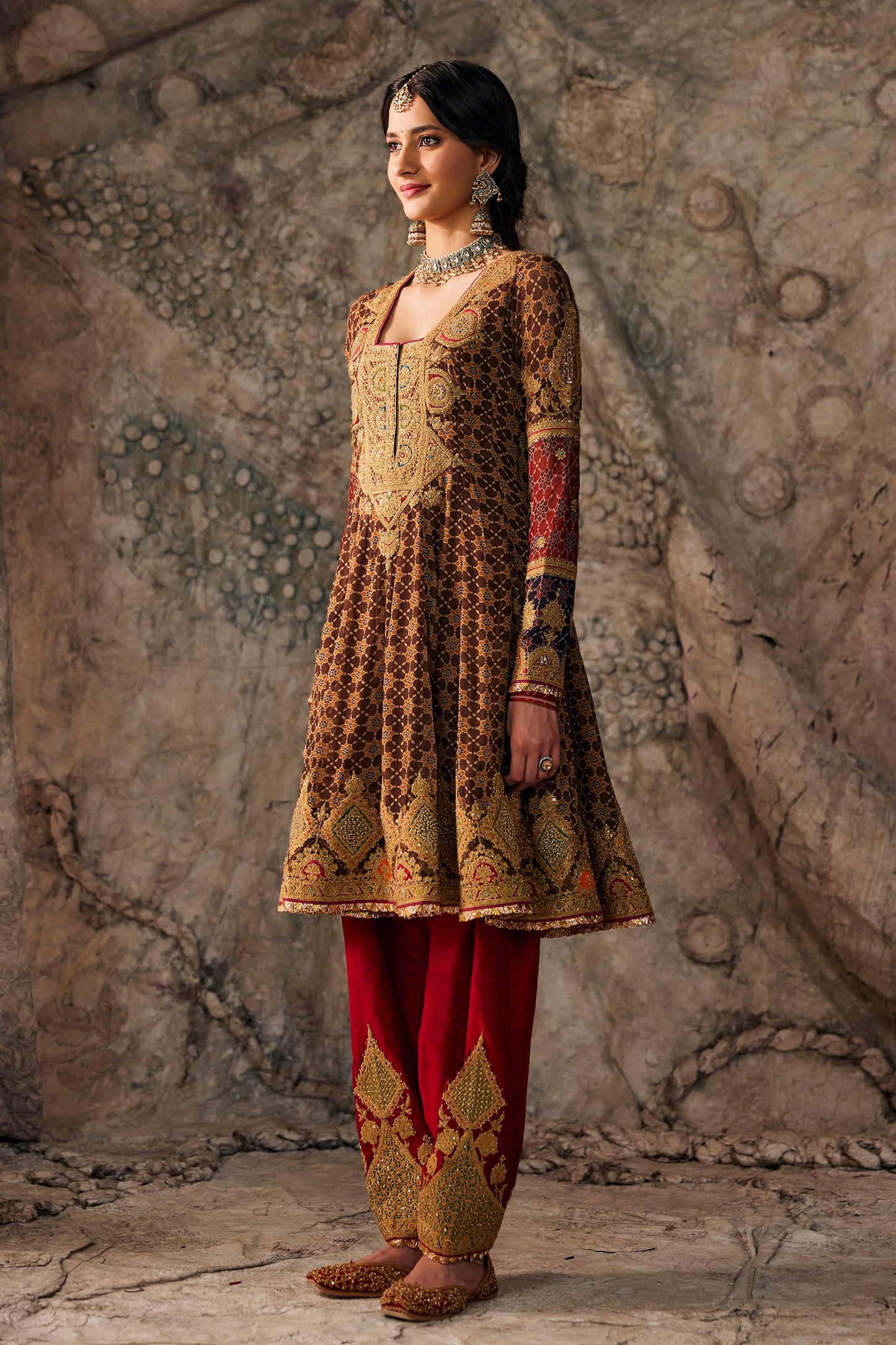 Burnished Brown Kalidar Kurta Set
