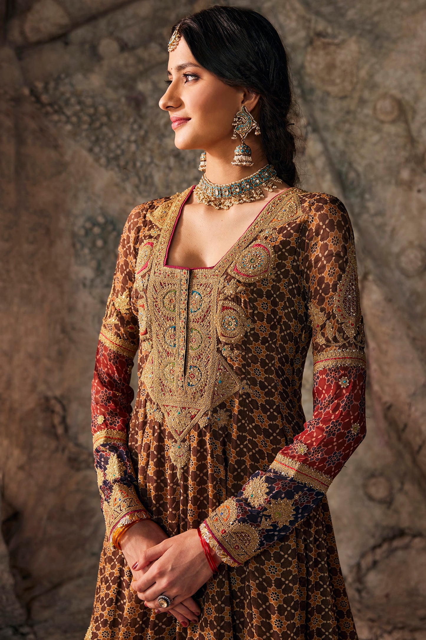 Burnished Brown Kalidar Kurta Set