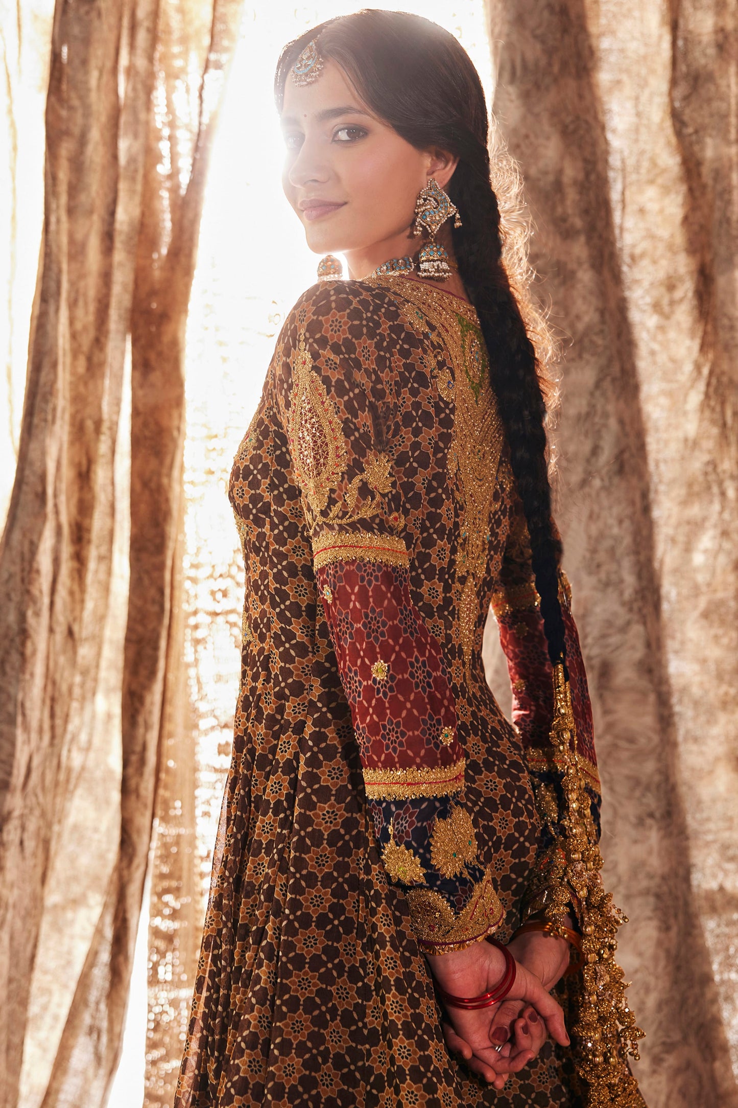 Burnished Brown Kalidar Kurta Set