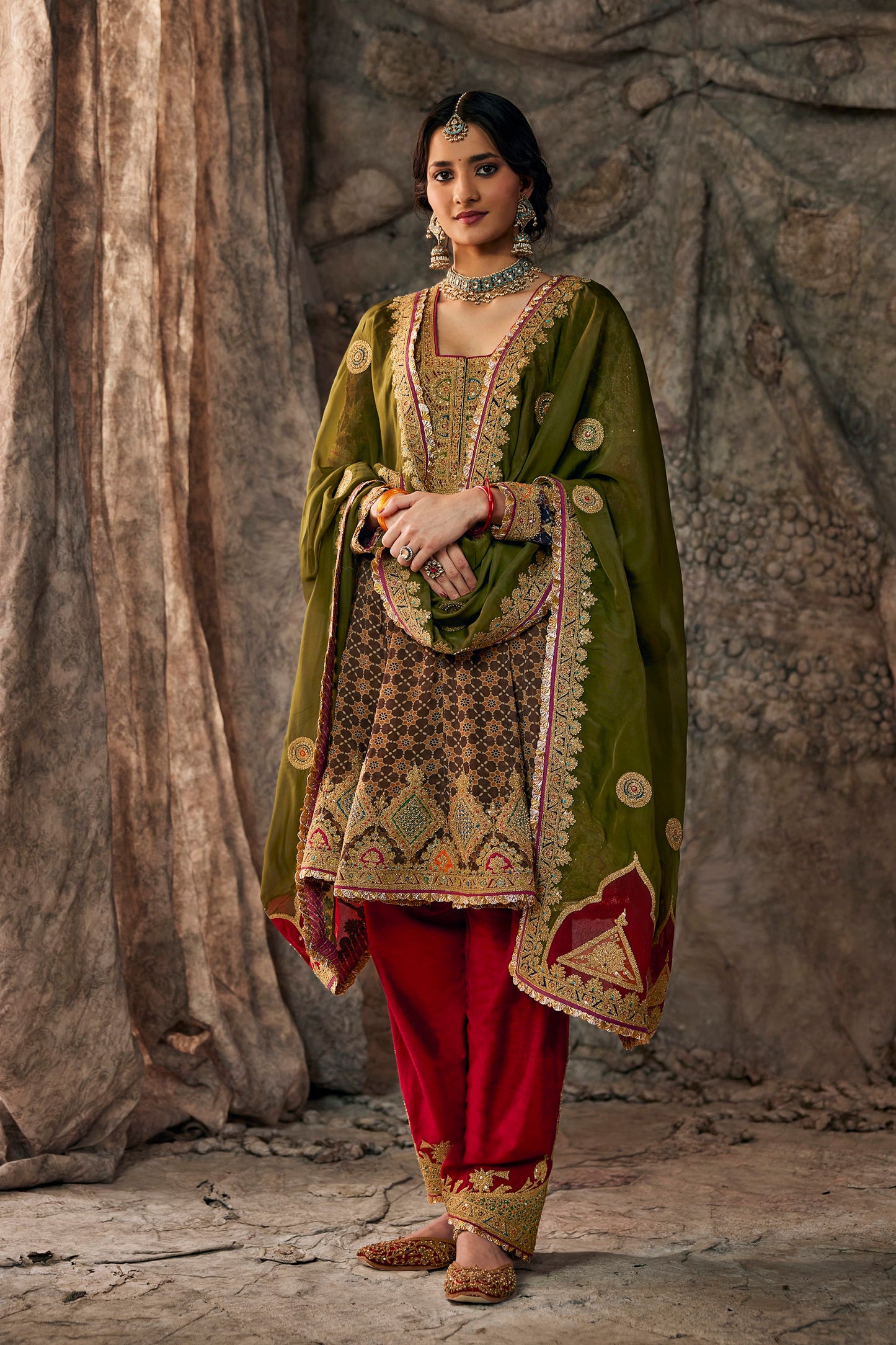 Burnished Brown Kalidar Kurta Set