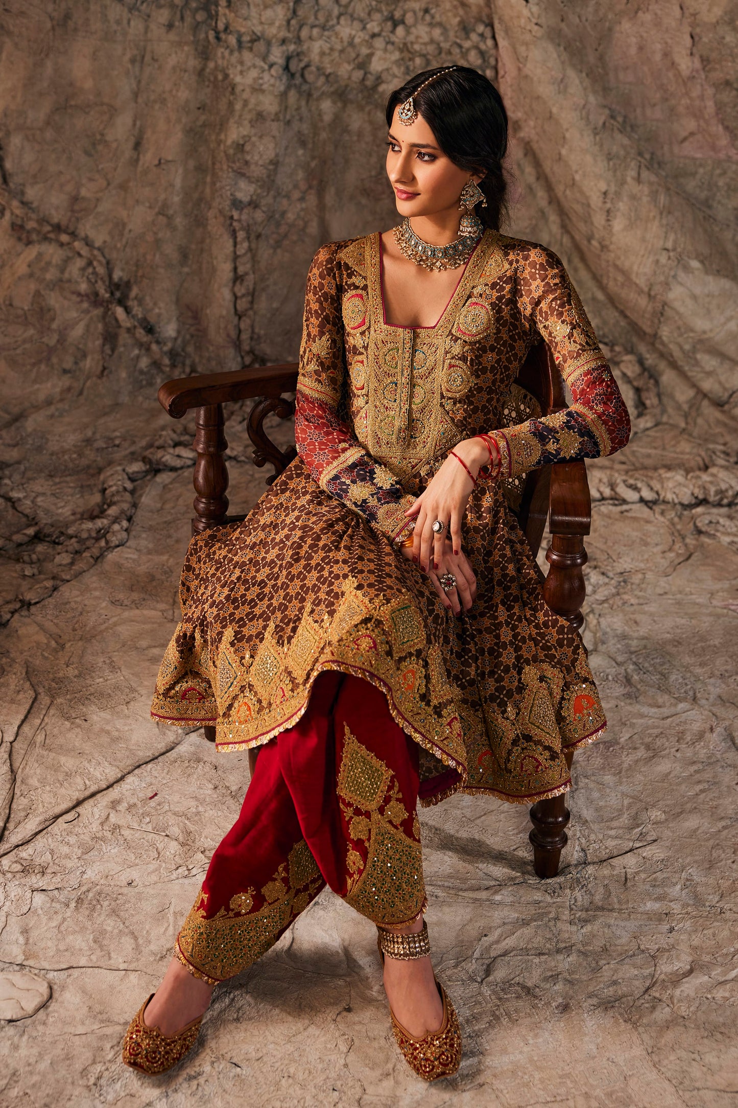 Burnished Brown Kalidar Kurta Set
