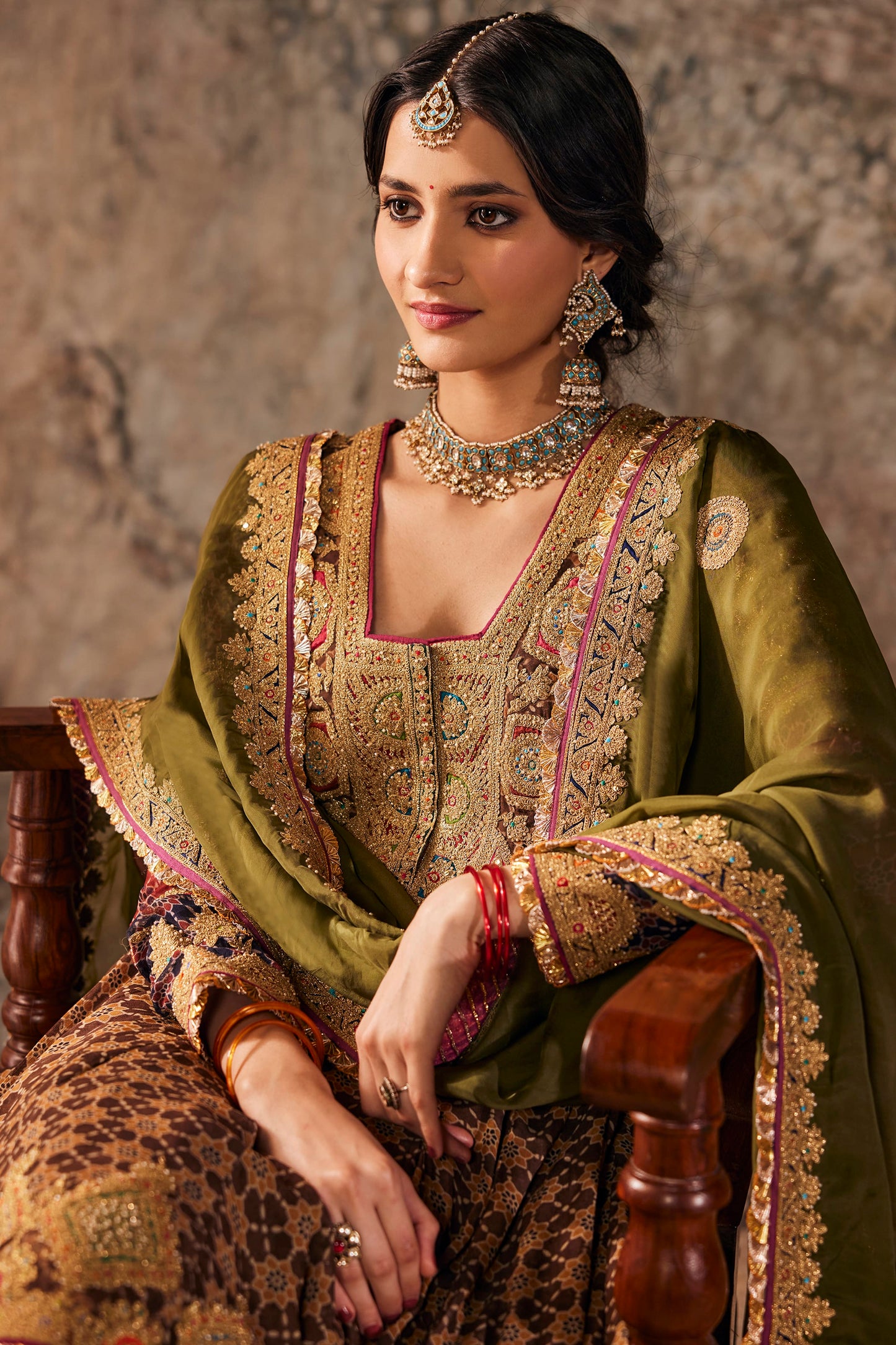 Burnished Brown Kalidar Kurta Set