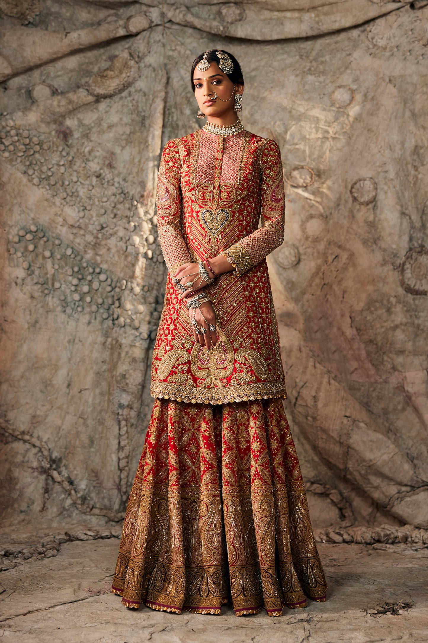 Deep Crimson Kurti-Sharara Set