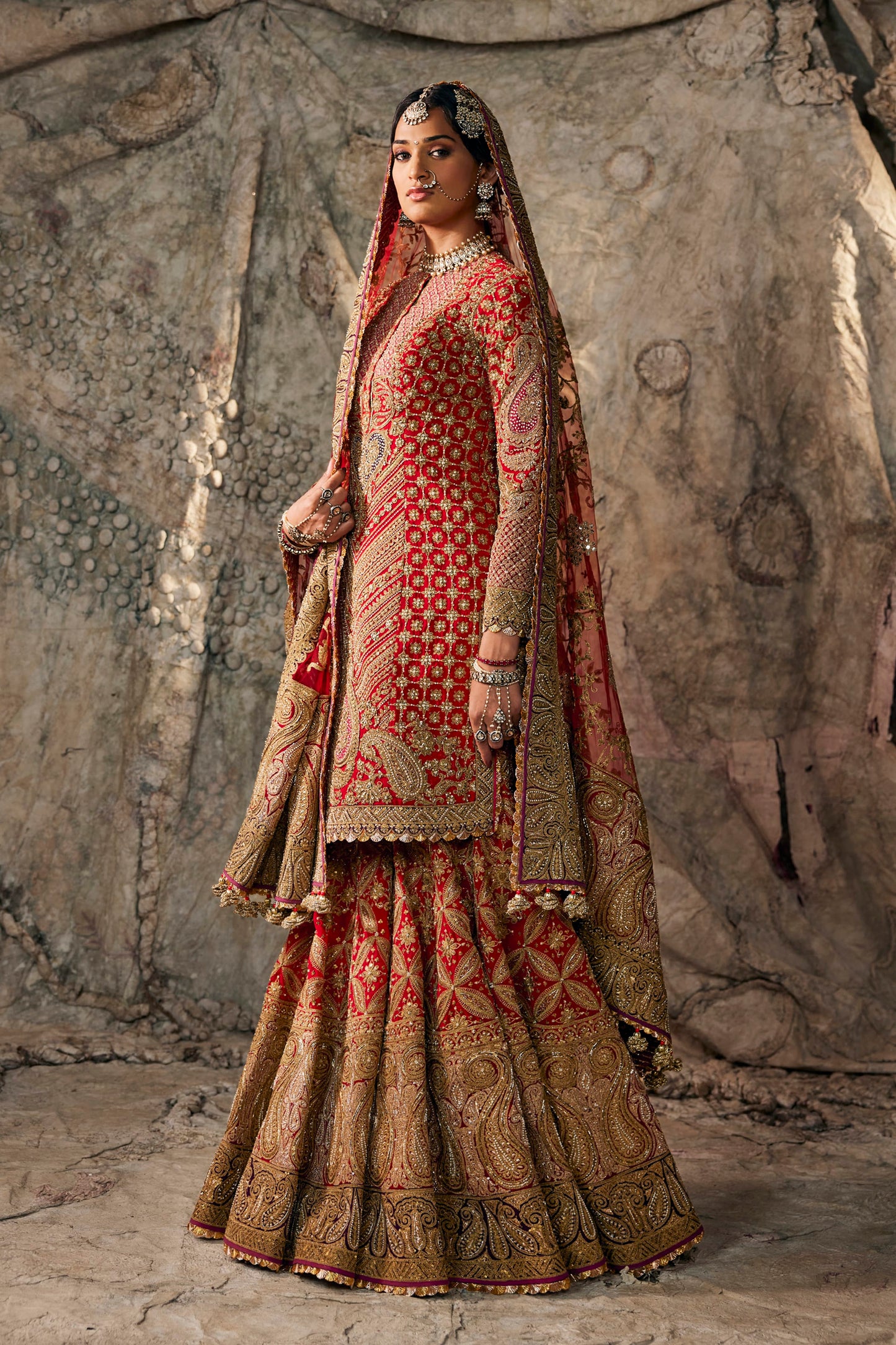 Deep Crimson Kurti-Sharara Set