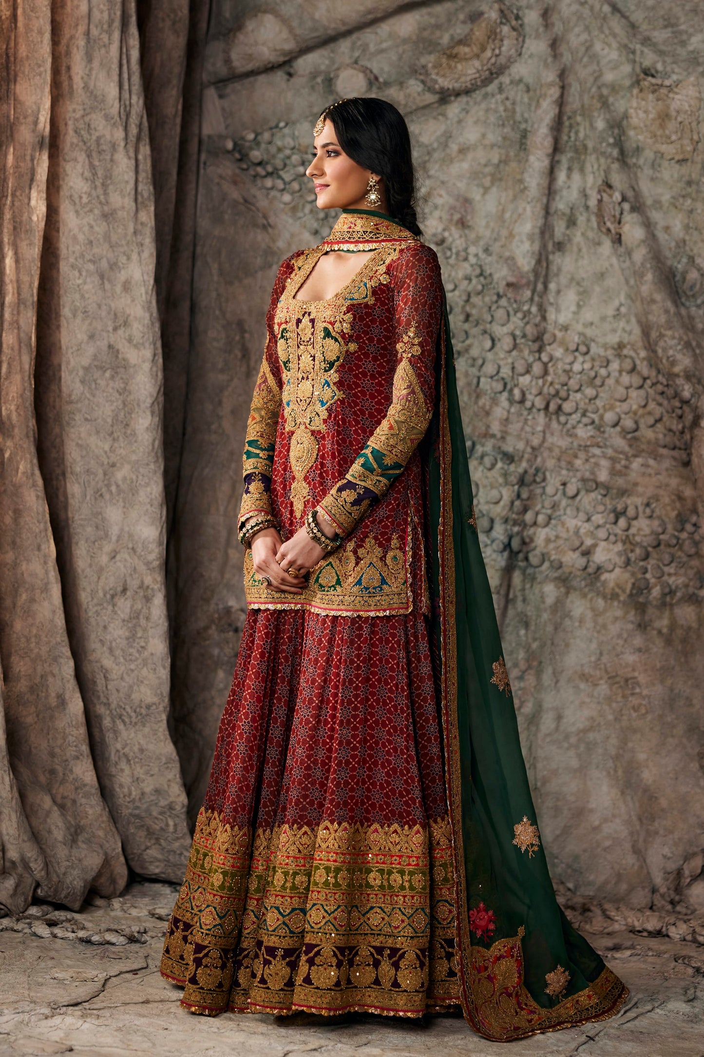 Deep Maroon Kurti-Sharara Set