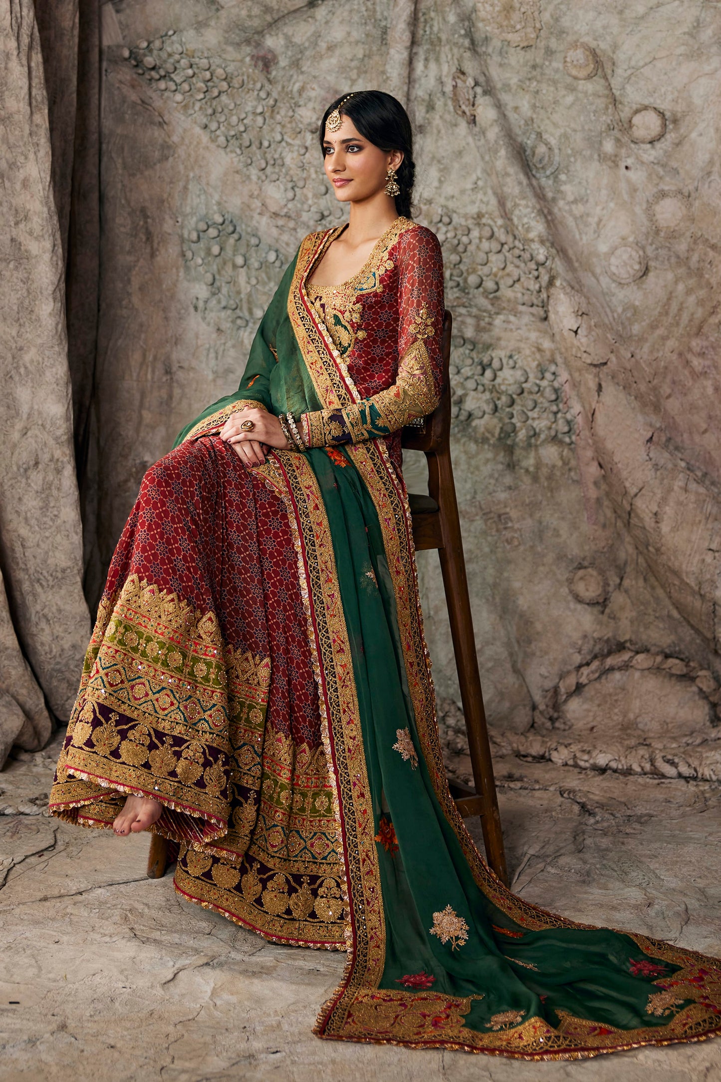 Deep Maroon Kurti-Sharara Set
