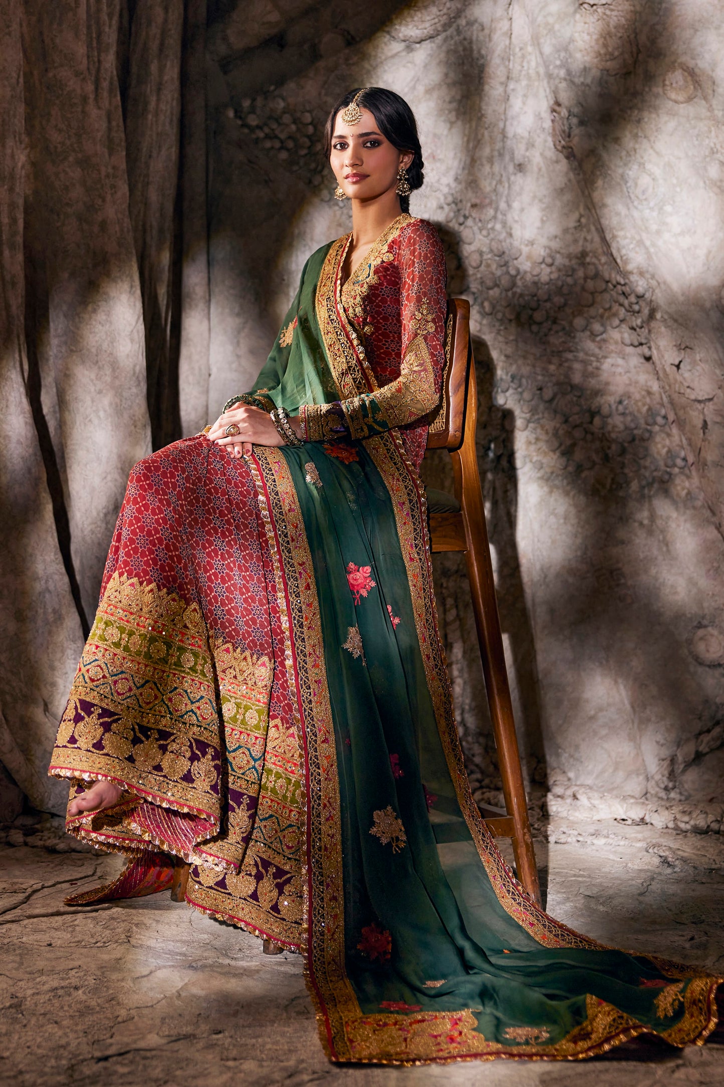 Deep Maroon Kurti-Sharara Set