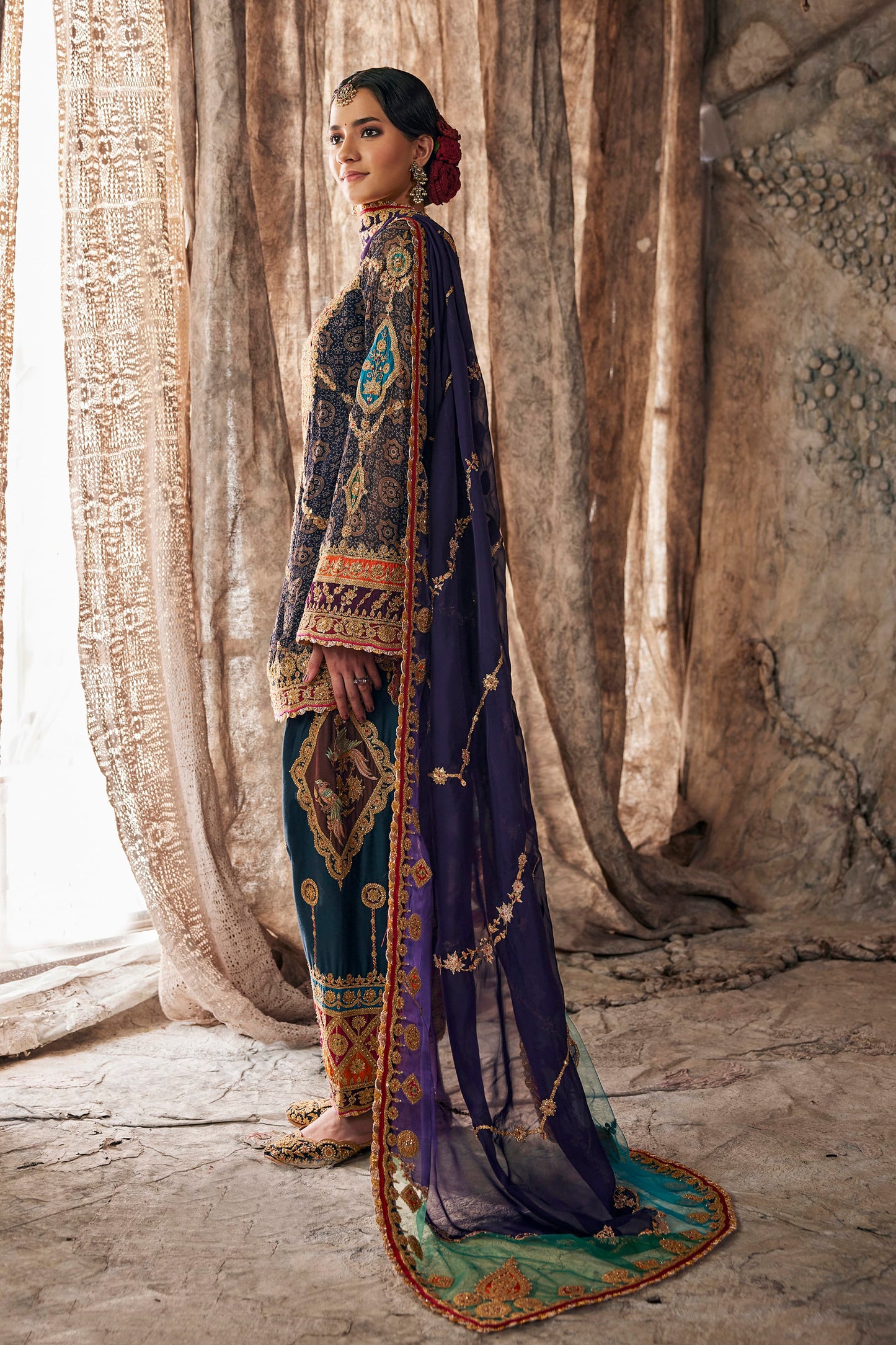 Midnight Blue Embroidered Kurti Set