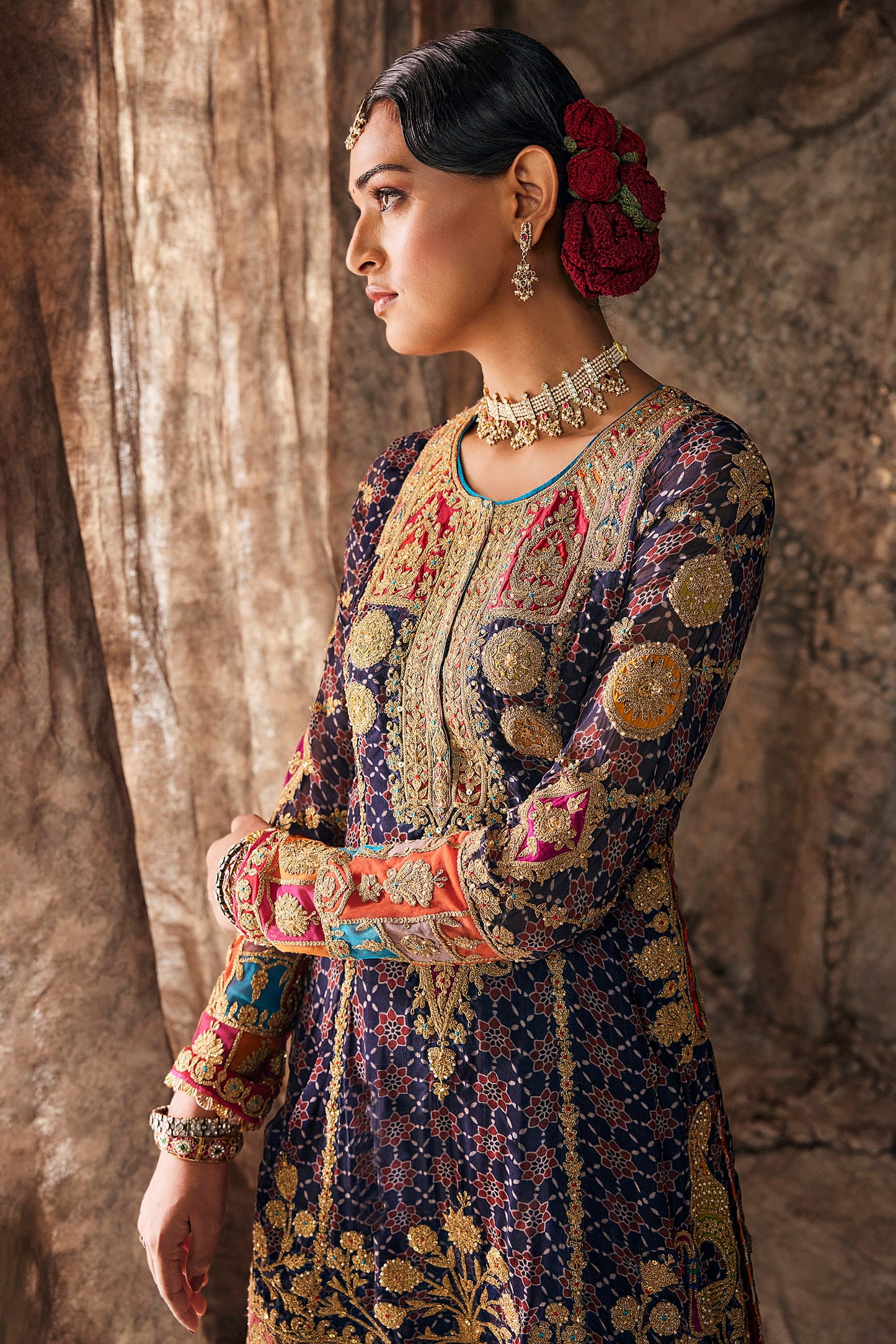 Jewel-Toned Embroidered Kurti Set