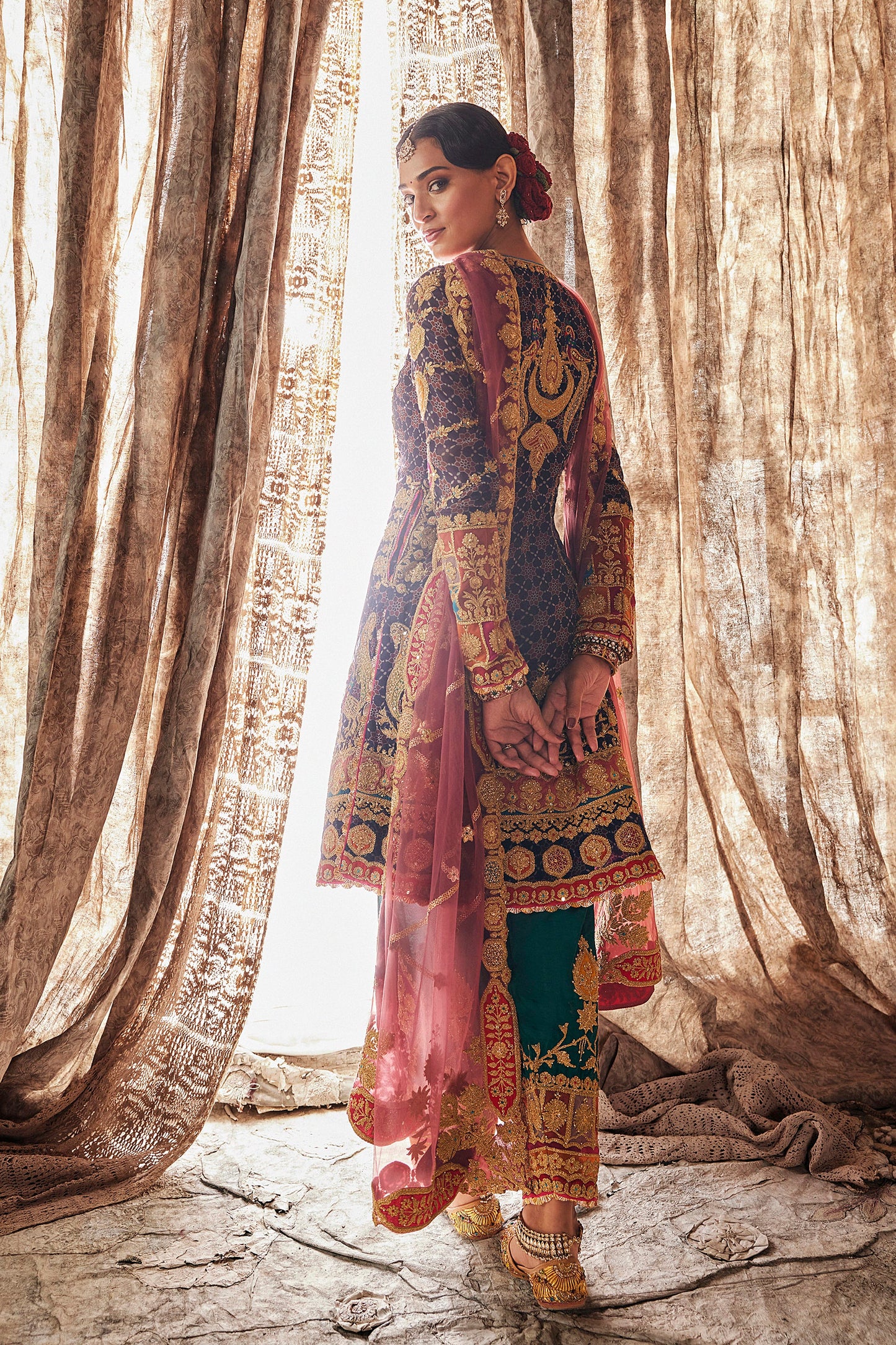 Jewel-Toned Embroidered Kurti Set