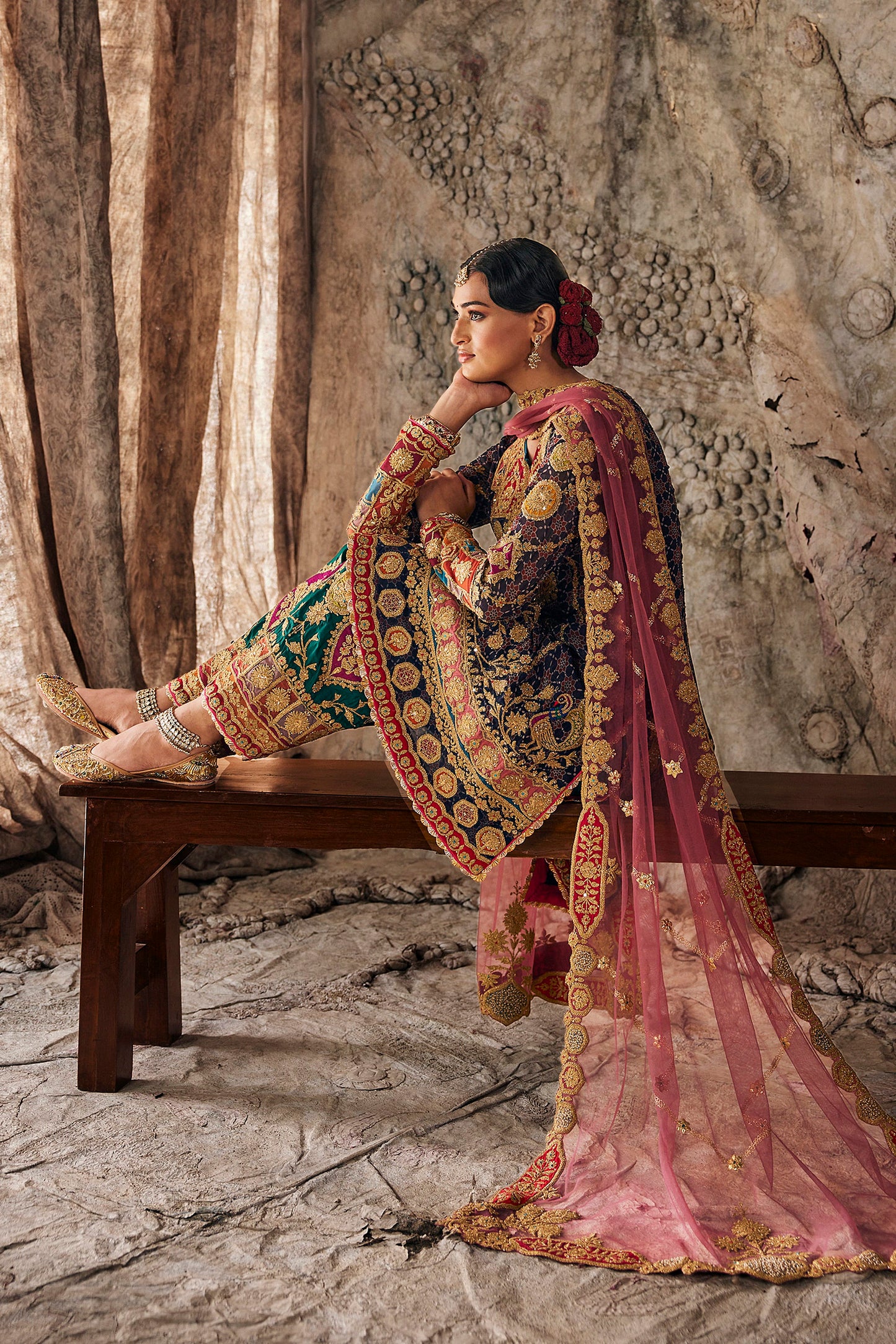 Jewel-Toned Embroidered Kurti Set