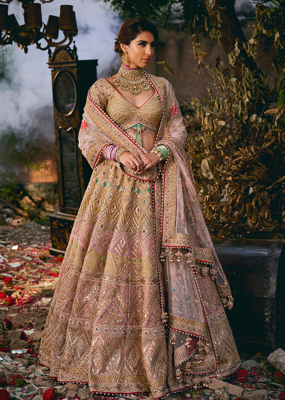 Pale Pink Floral Lehenga Set