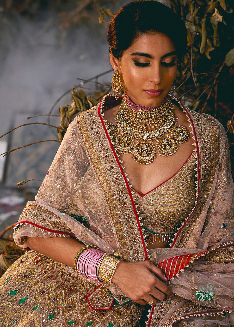 Pale Pink Floral Lehenga Set