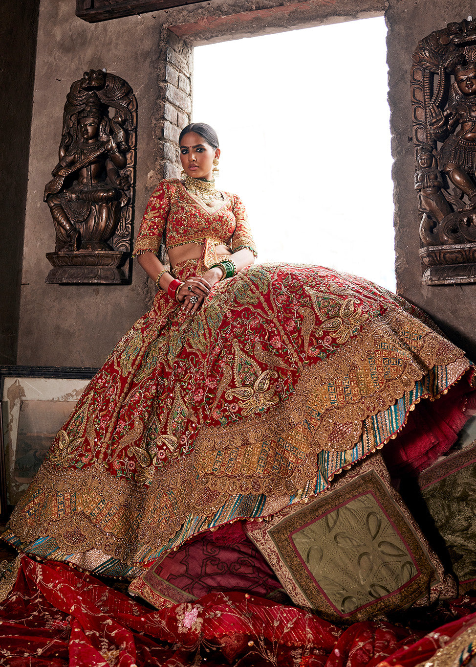 Rani Pink Avifauna Lehenga