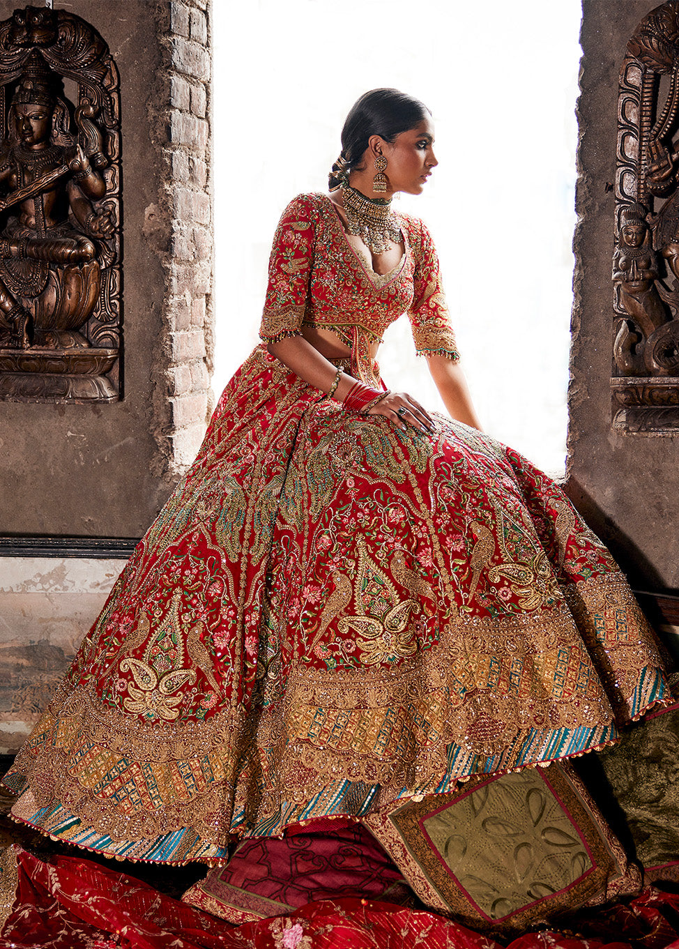 Rani Pink Avifauna Lehenga