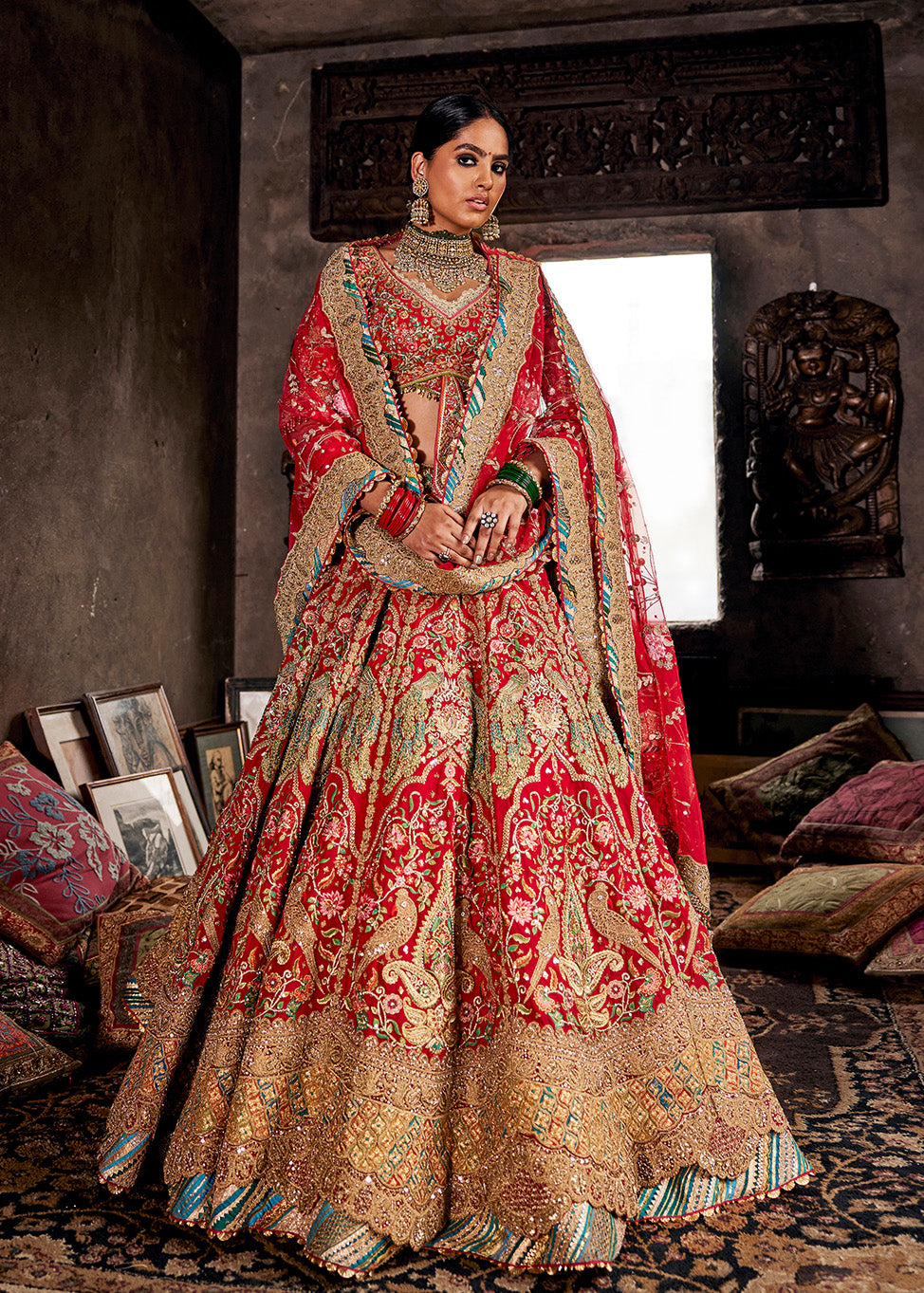 Rani Pink Avifauna Lehenga