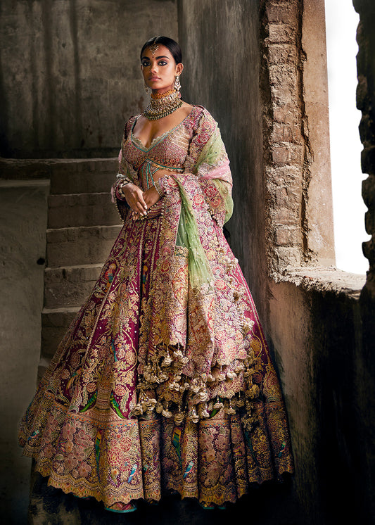 Deep Ruby Pink Vintage Occidental Lehenga