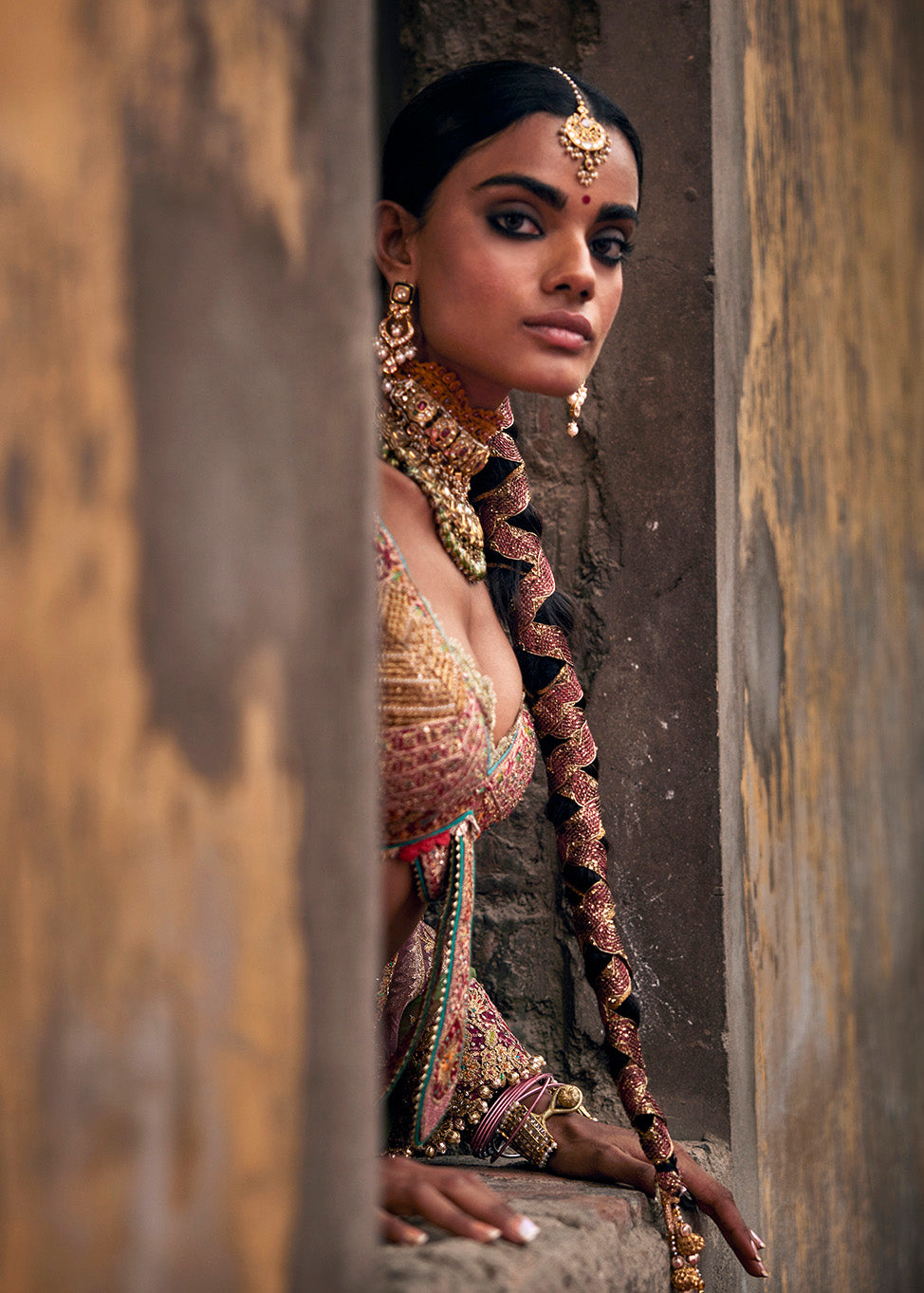 Deep Ruby Pink Vintage Occidental Lehenga