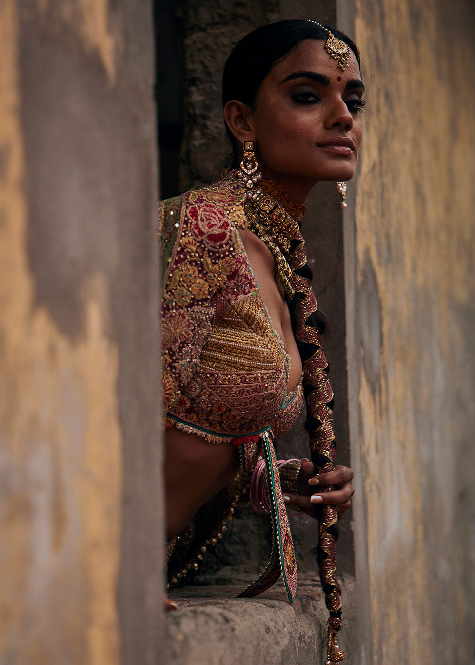 Deep Ruby Pink Vintage Occidental Lehenga