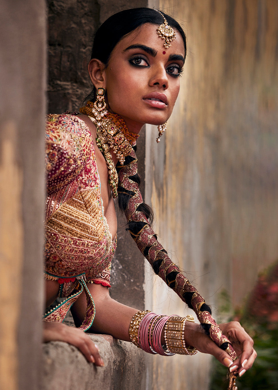 Deep Ruby Pink Vintage Occidental Lehenga