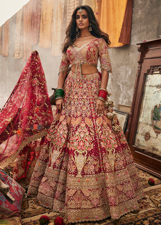 Earthy Maroon Persian Lehenga