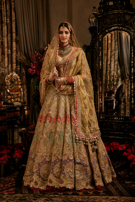 Mustard Gold Tulle Lehenga