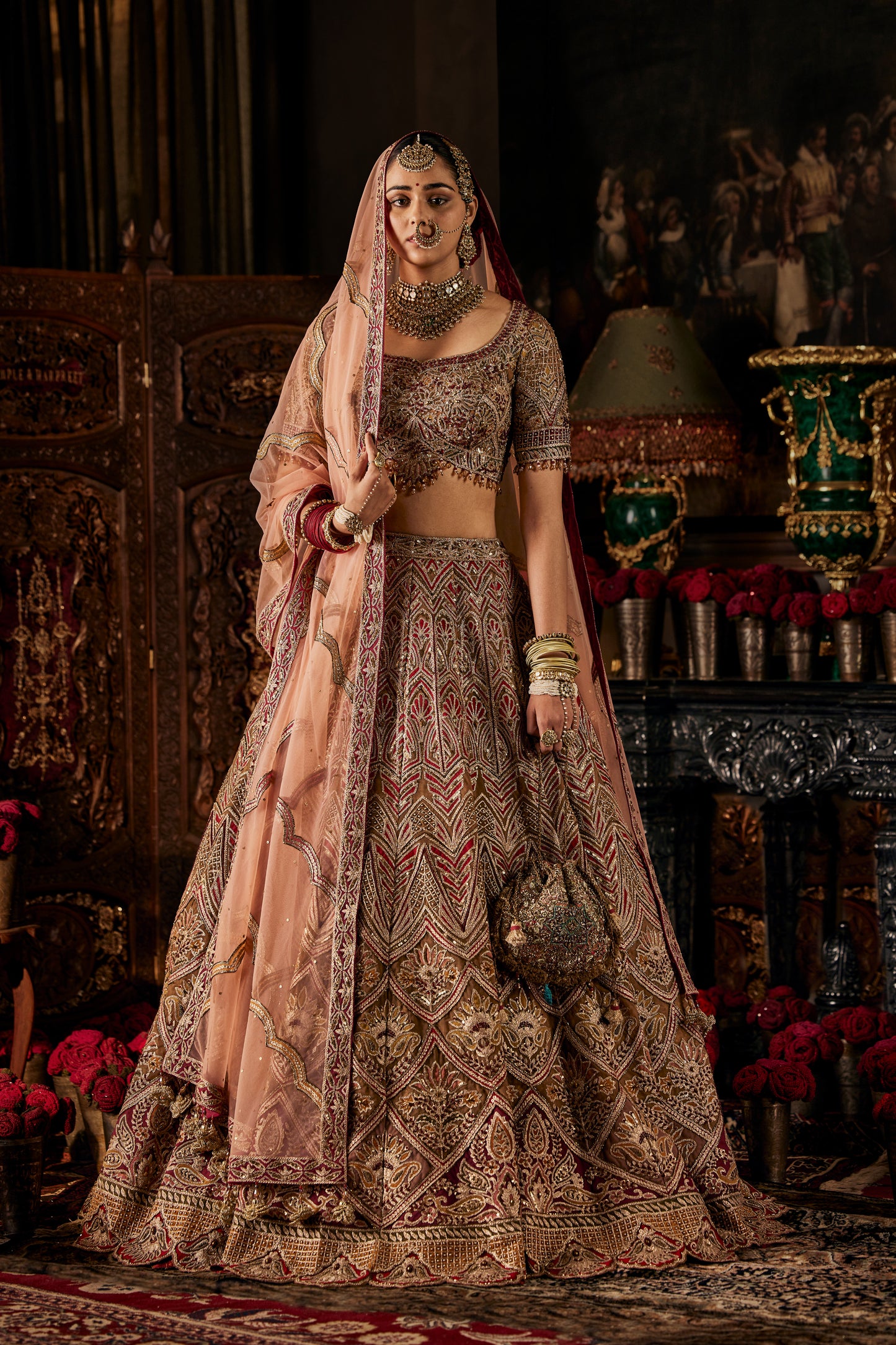Multi Hued Peach Lehenga