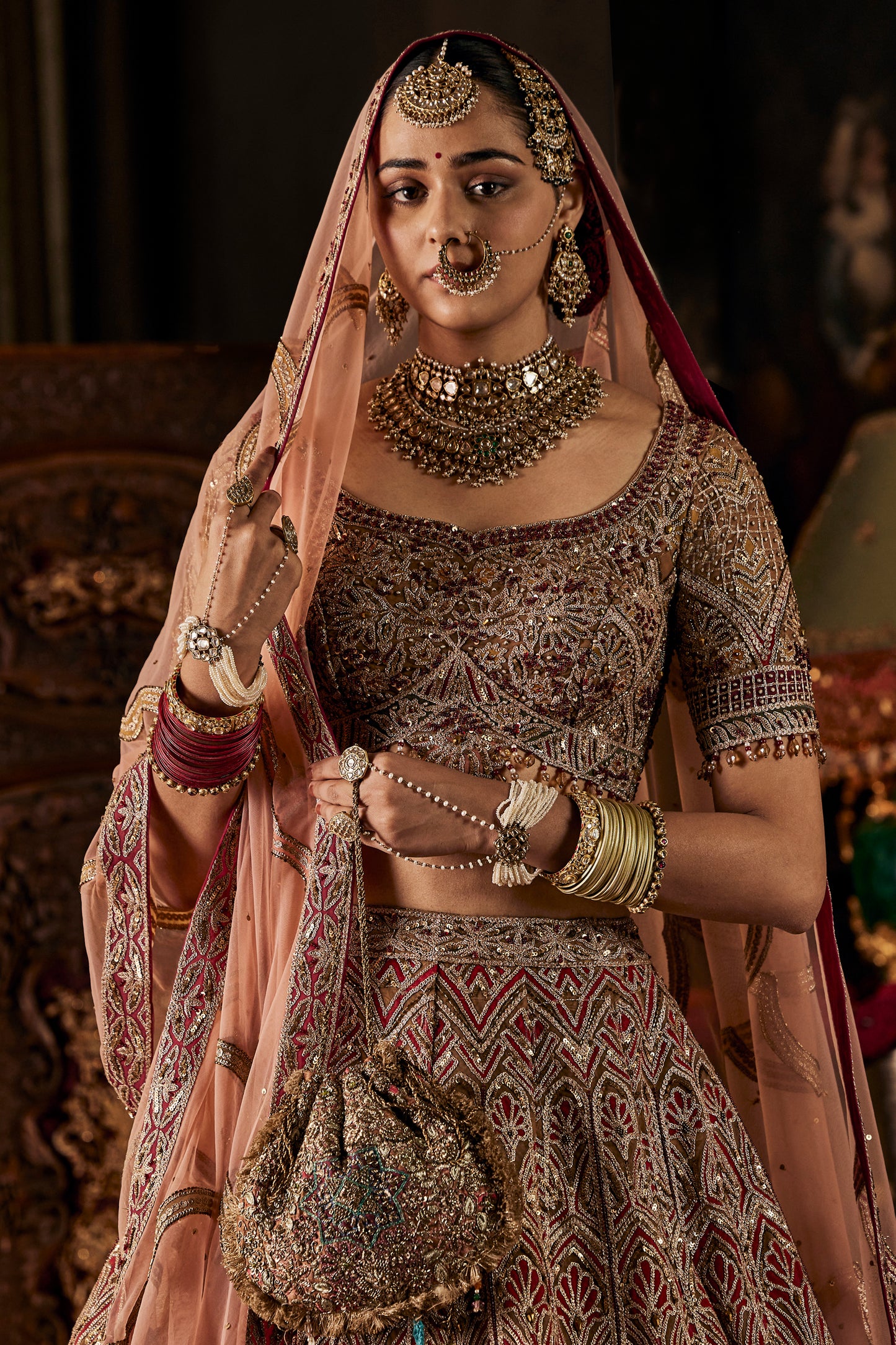 Multi Hued Peach Lehenga