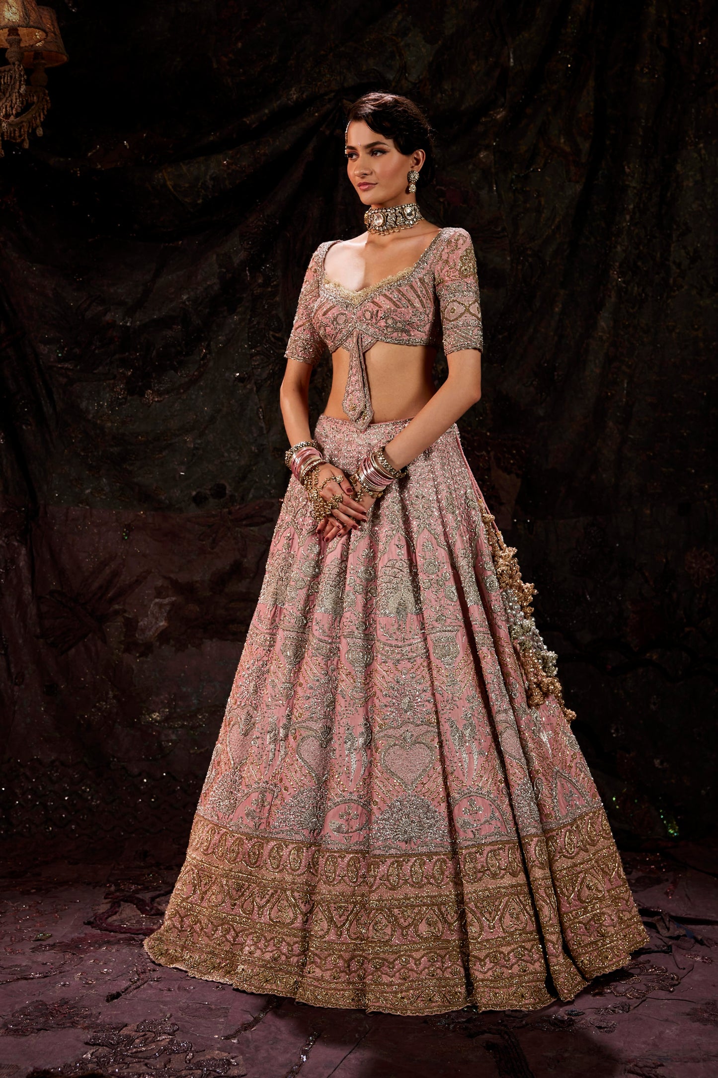 Antique Rose Silk Lehenga