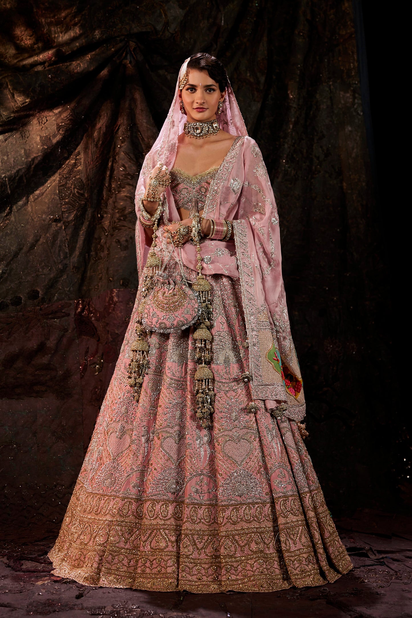 Antique Rose Silk Lehenga