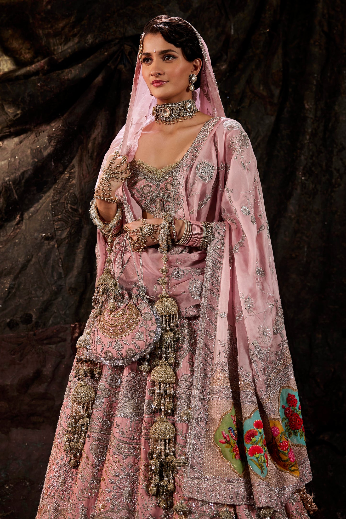 Antique Rose Silk Lehenga