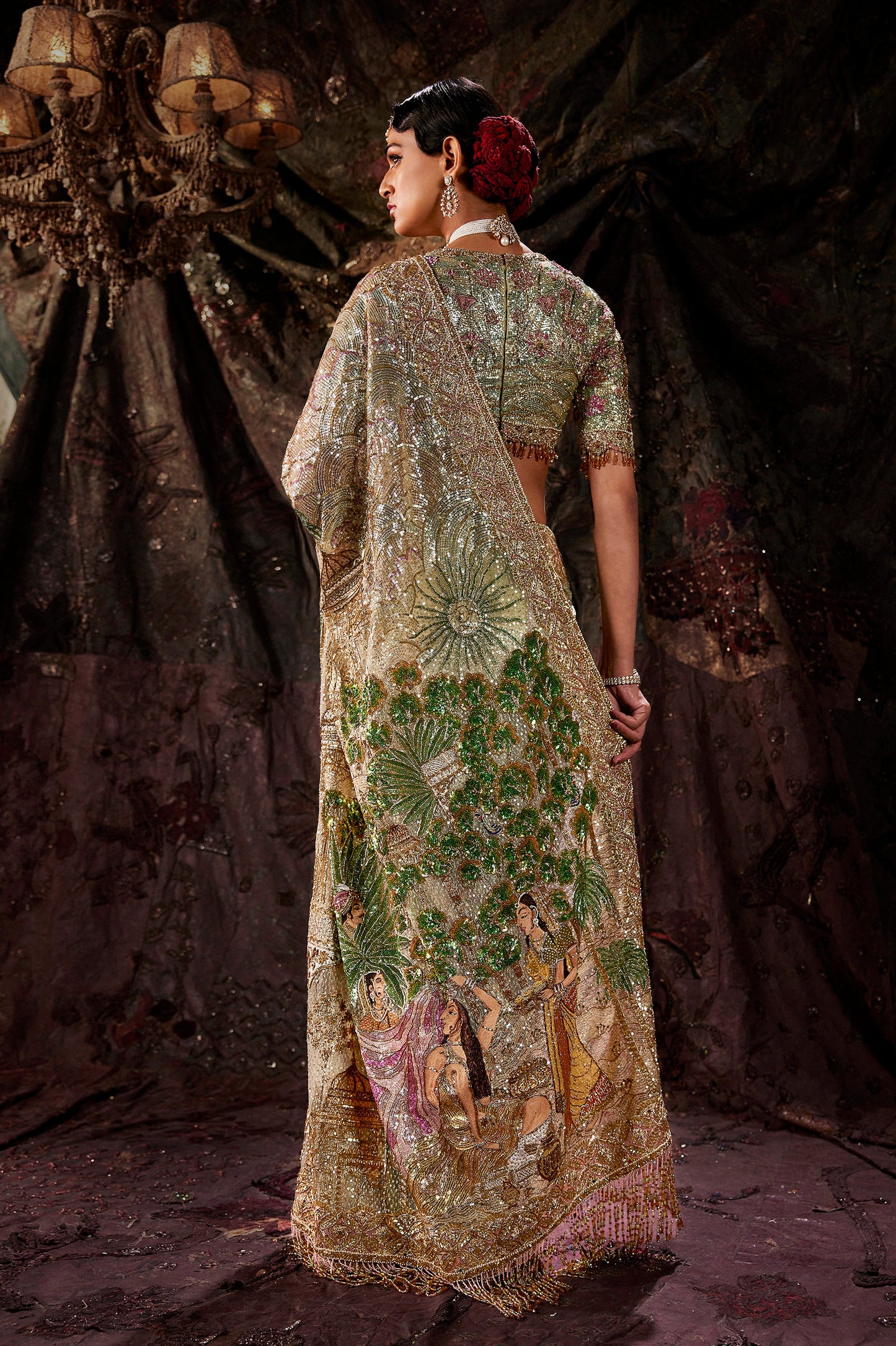 Pale Pistachio Green Tulle Saree
