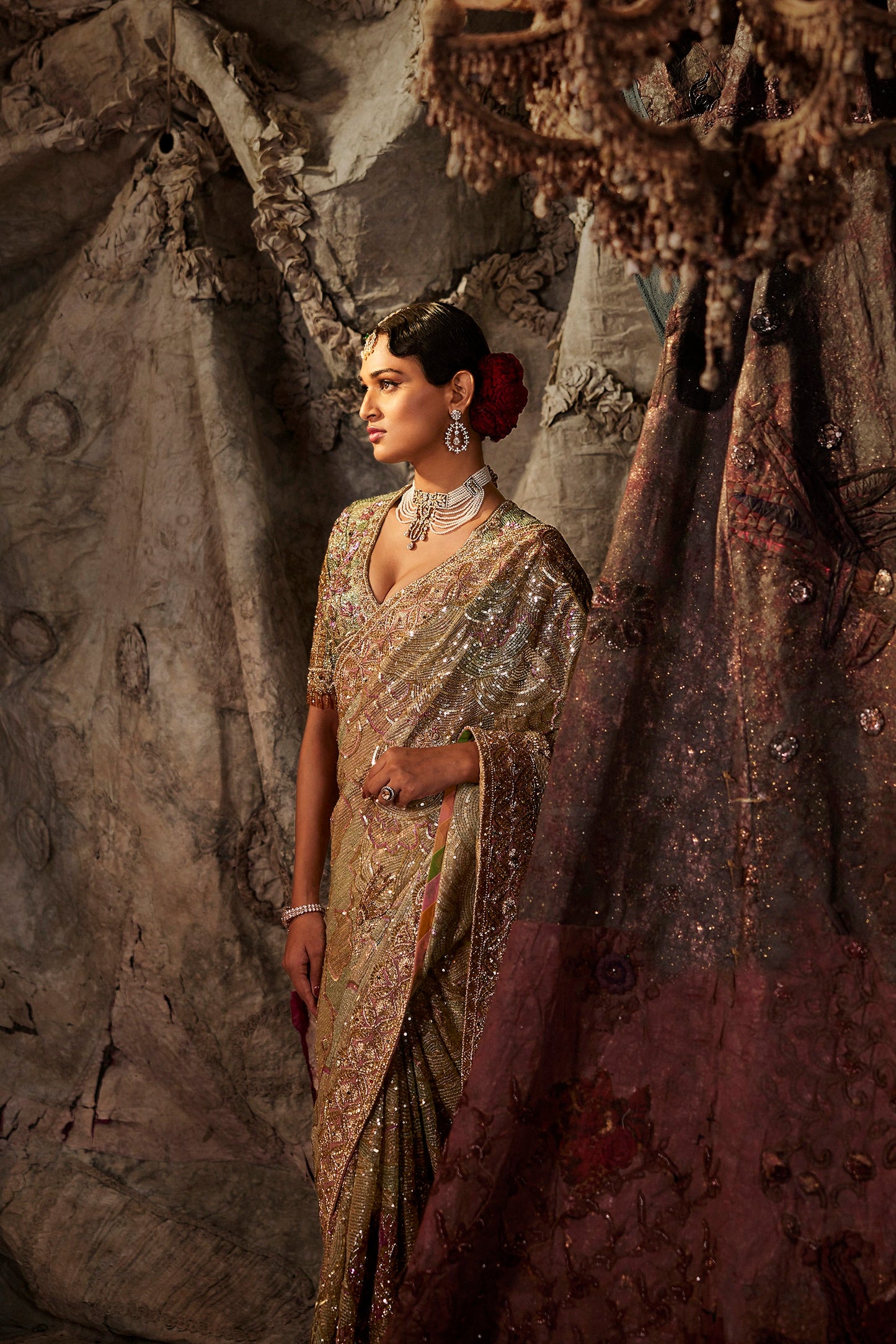 Pale Pistachio Green Tulle Saree