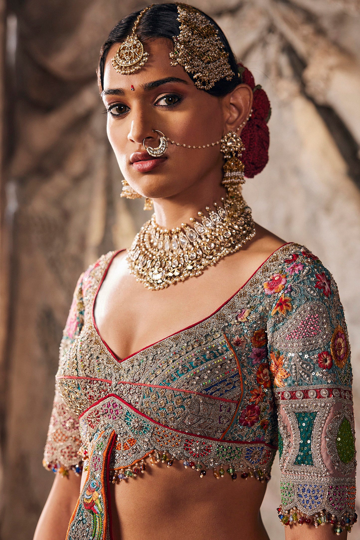Pale Frosted Blue Tulle Lehenga