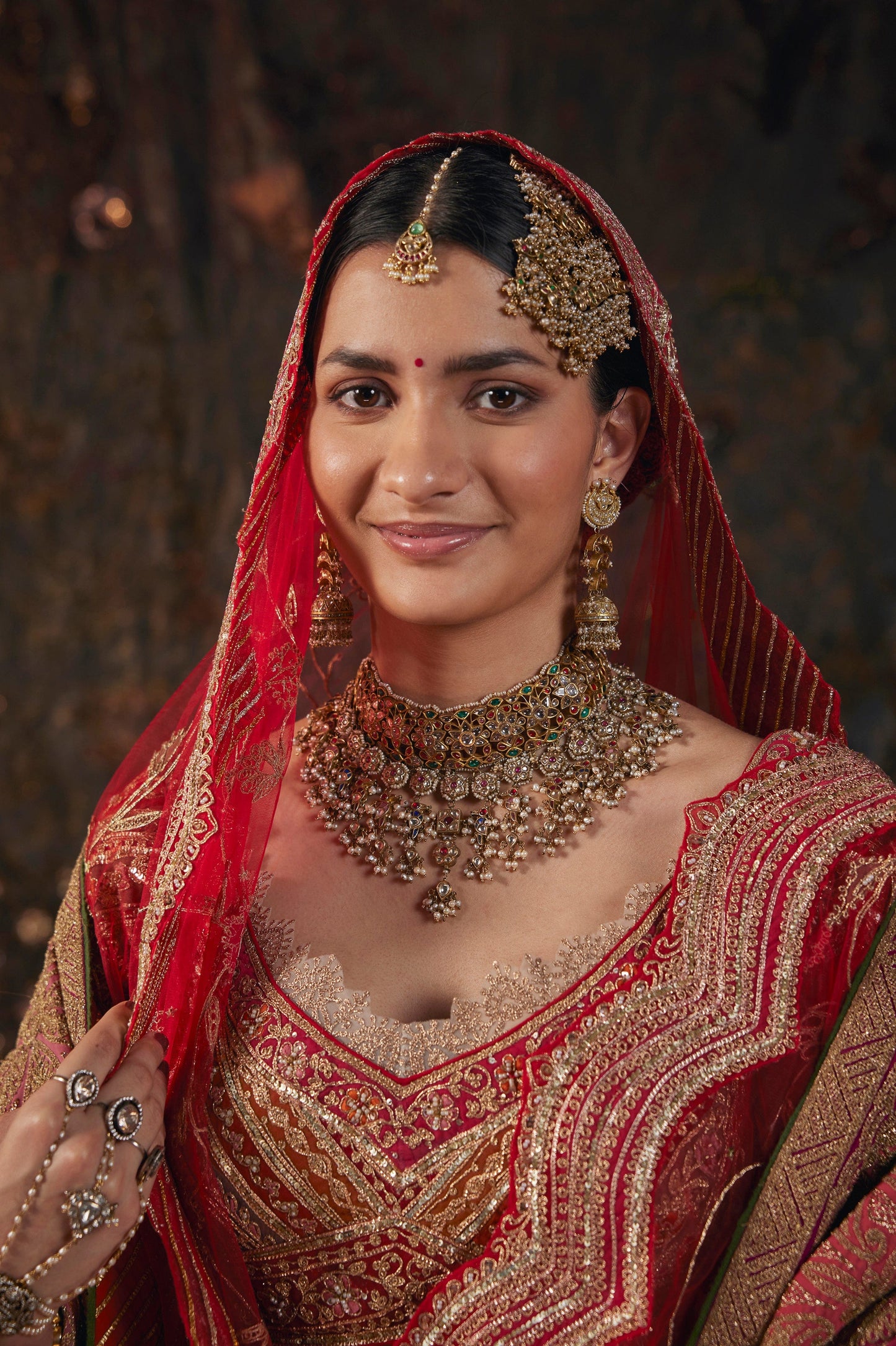 An Earthy Red Silk Lehenga