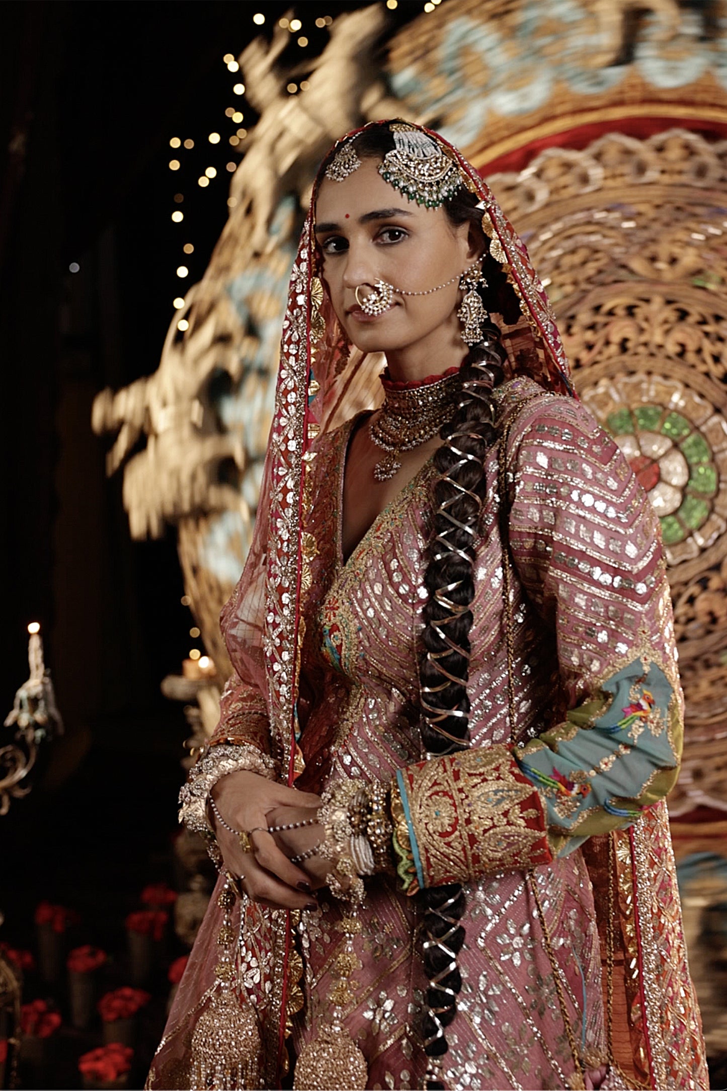 Pink and Rose Gold Gharara Set