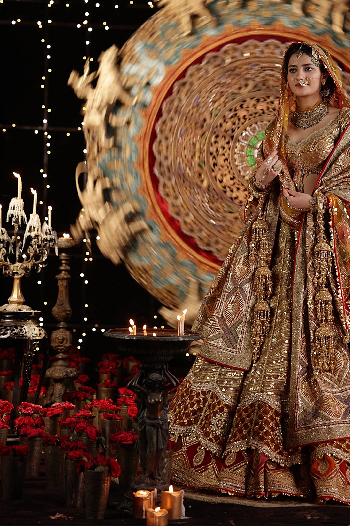 Burnished Gold Double Layer Lehenga Set