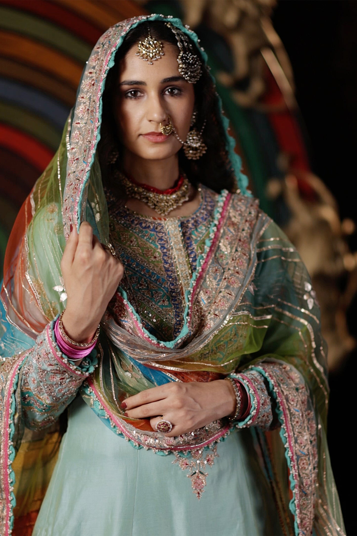Pale Blue Silk Sharara Set