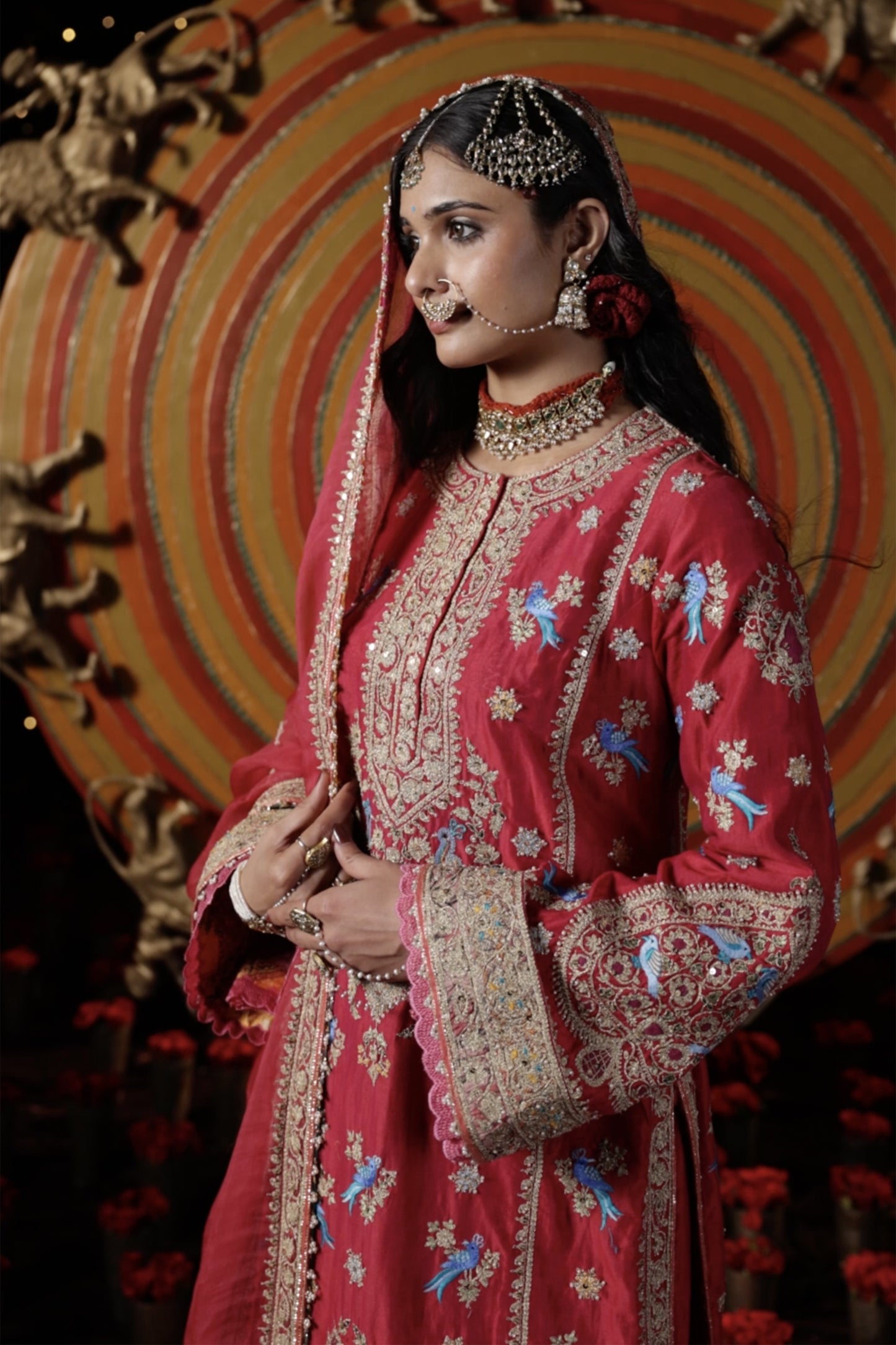 Deep Rani Pink Blended Silk Sharara Set