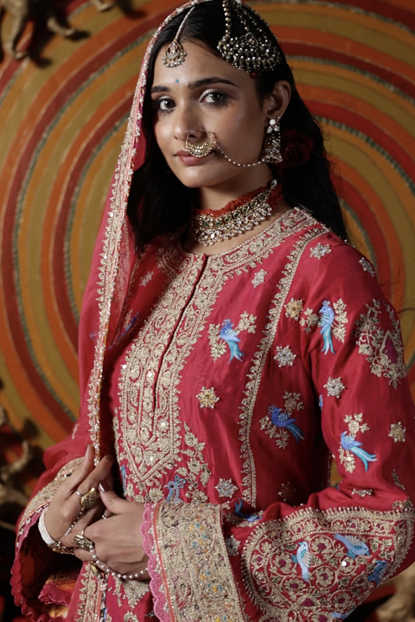 Deep Rani Pink Blended Silk Sharara Set