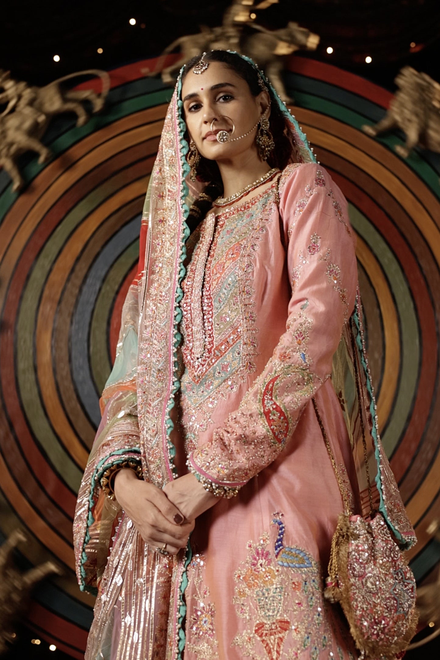 Pink Silk Sharara Set