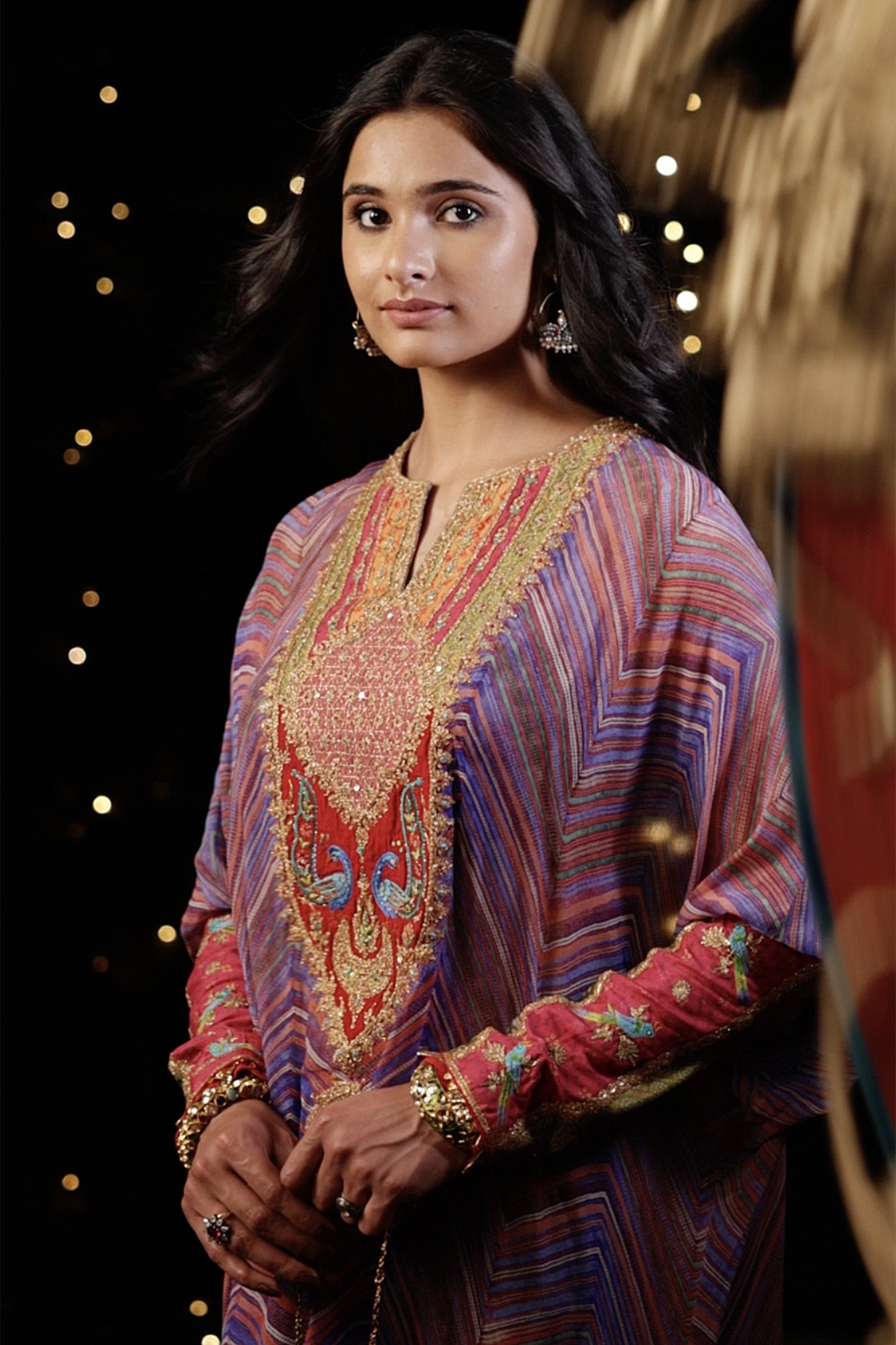 Lilac Leheriya Kaftan