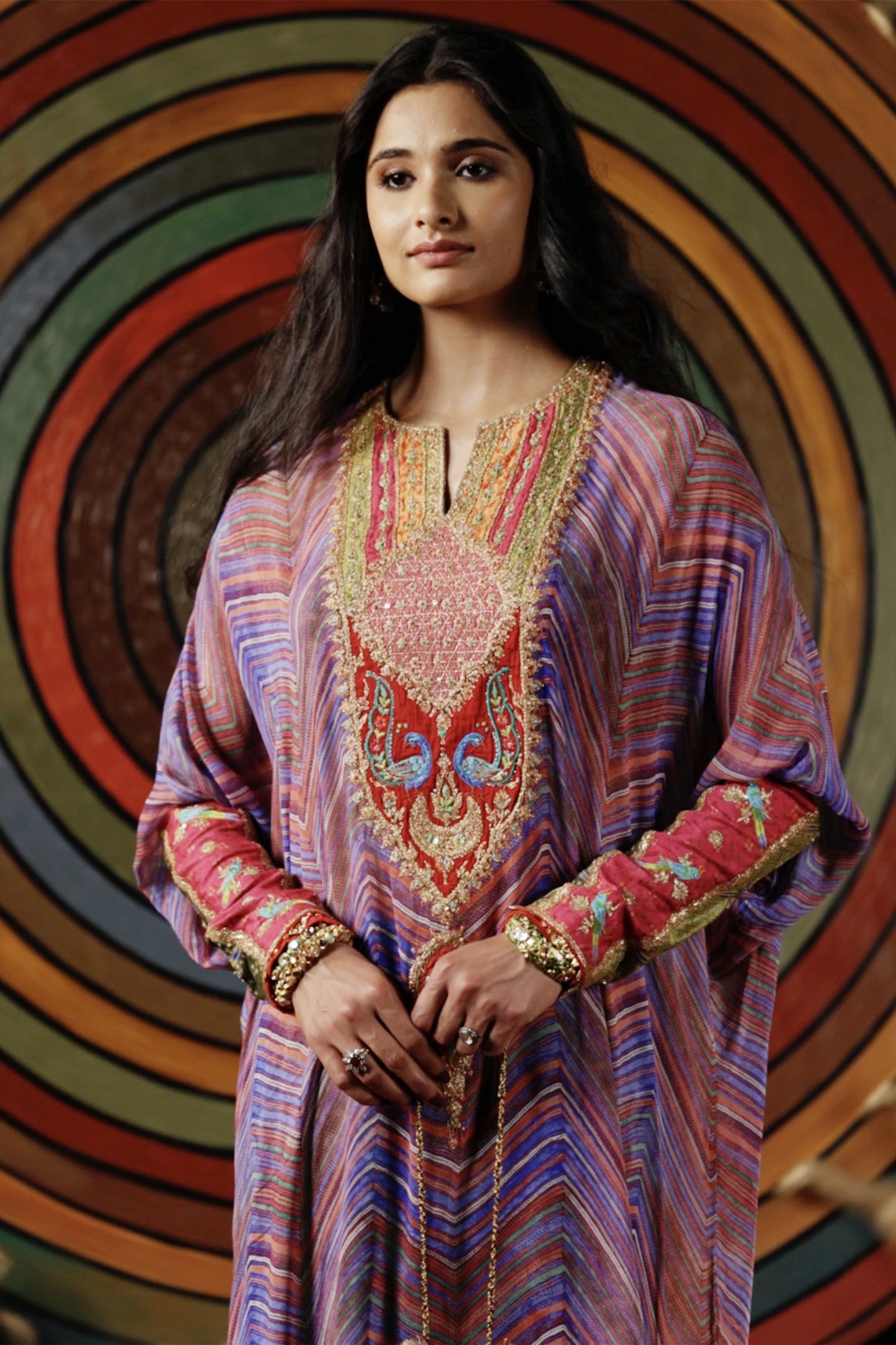 Lilac Leheriya Kaftan