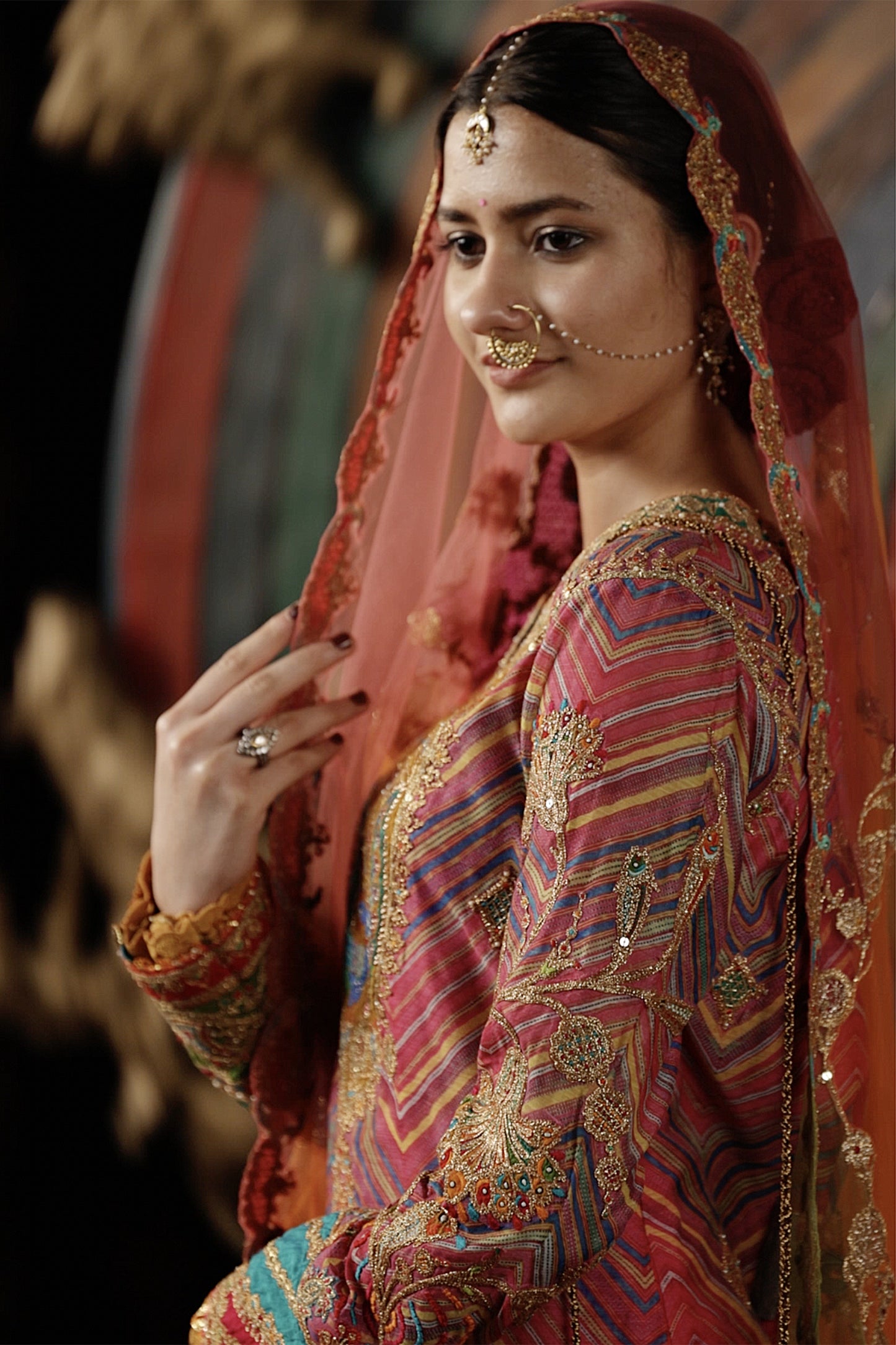 Pink Leheriya Kurti & Gharara